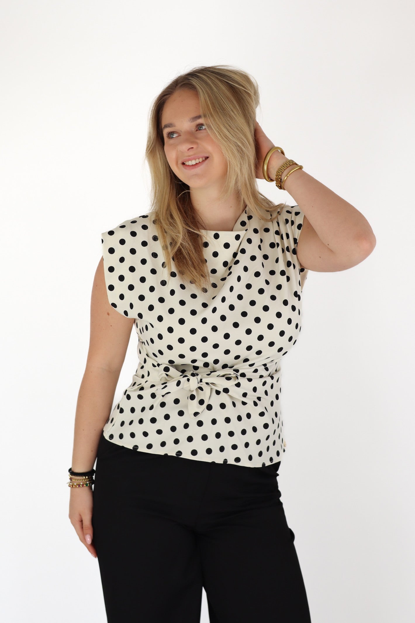 Britt Stippen Top Wit/Zwart