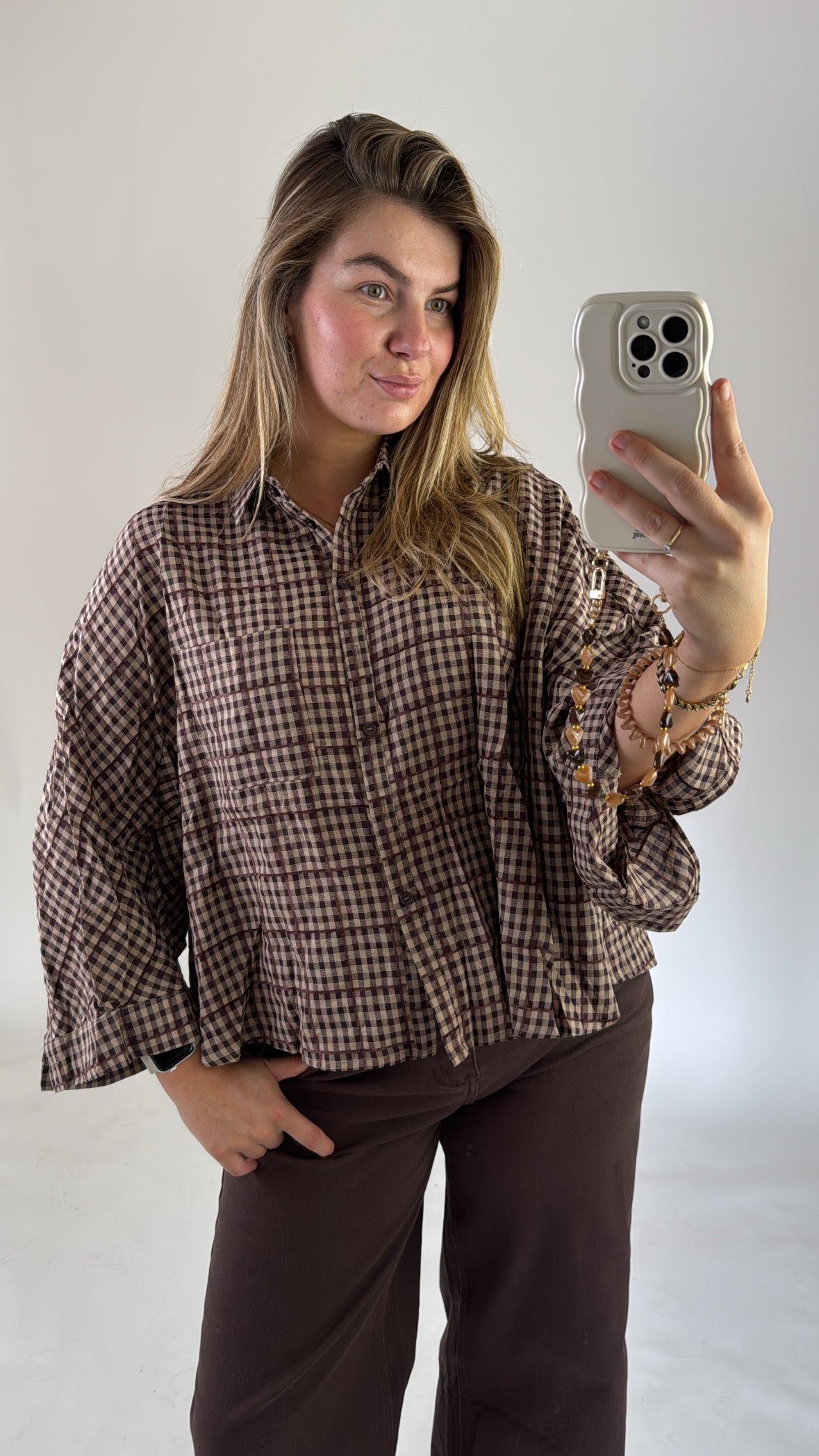 Anouk Plaided Blouse Brown