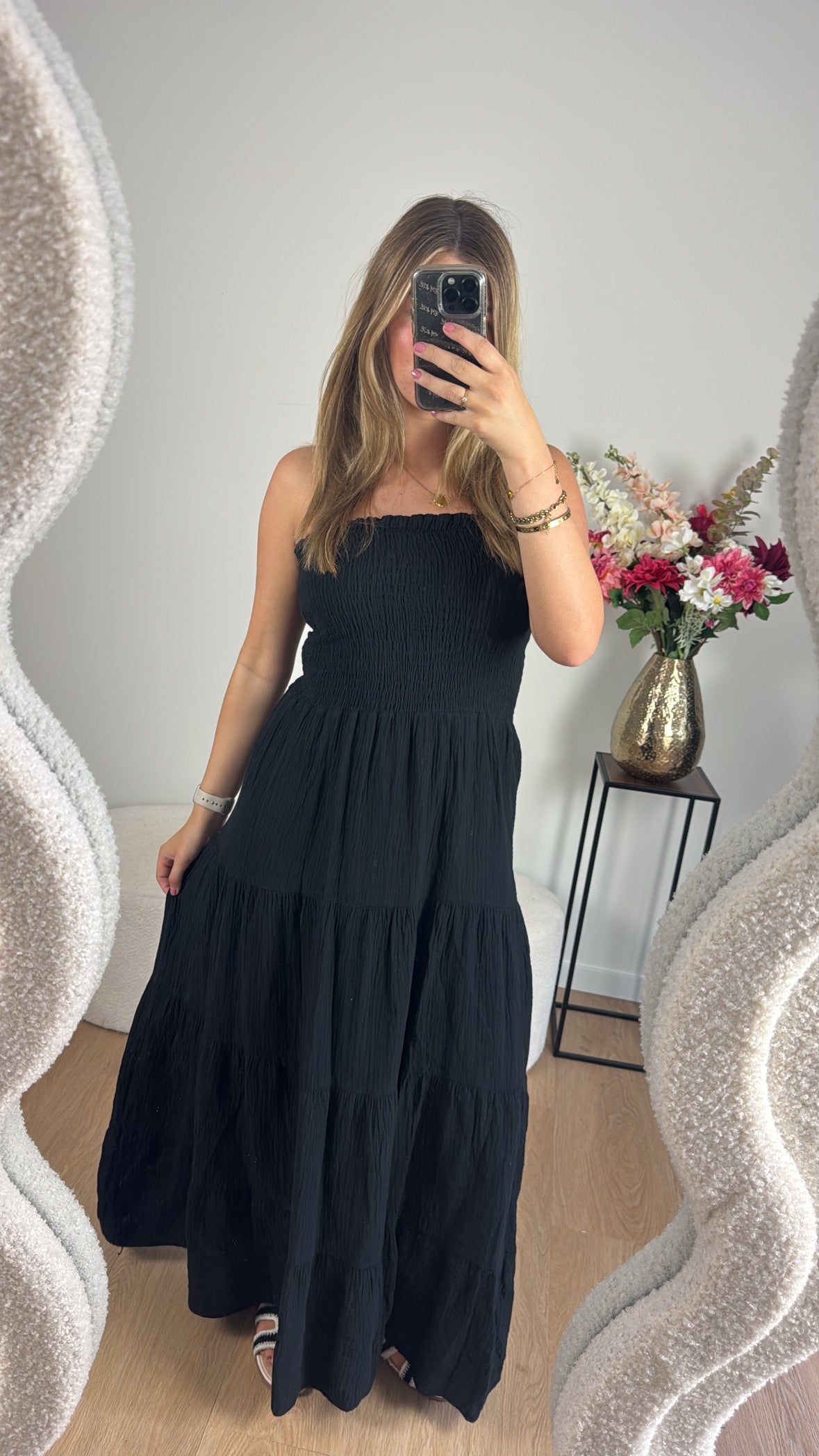 Katoenen Maxi Dress Black