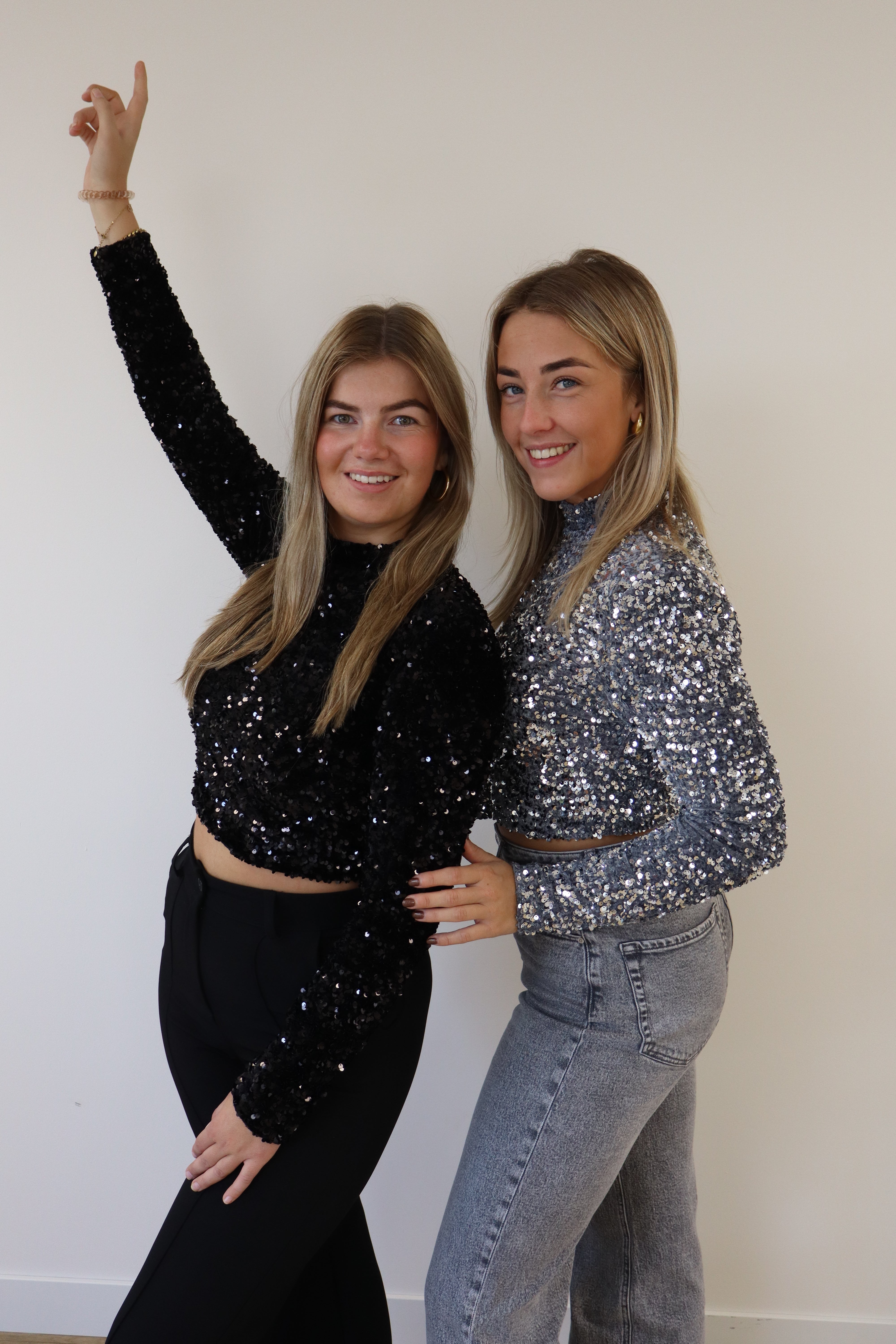Nikky Glitter Top Zilver