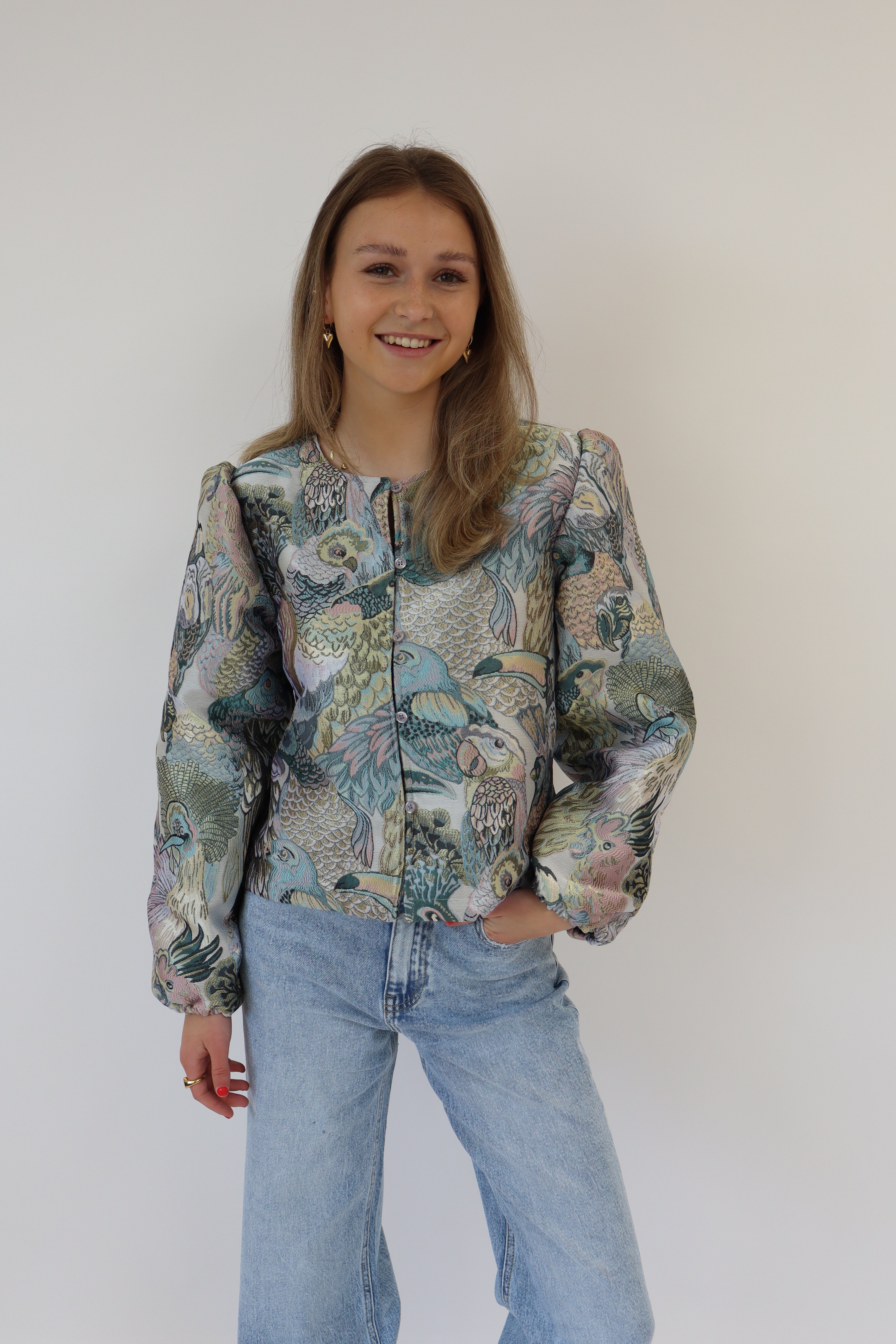 Dana Top Vogel Print Groen