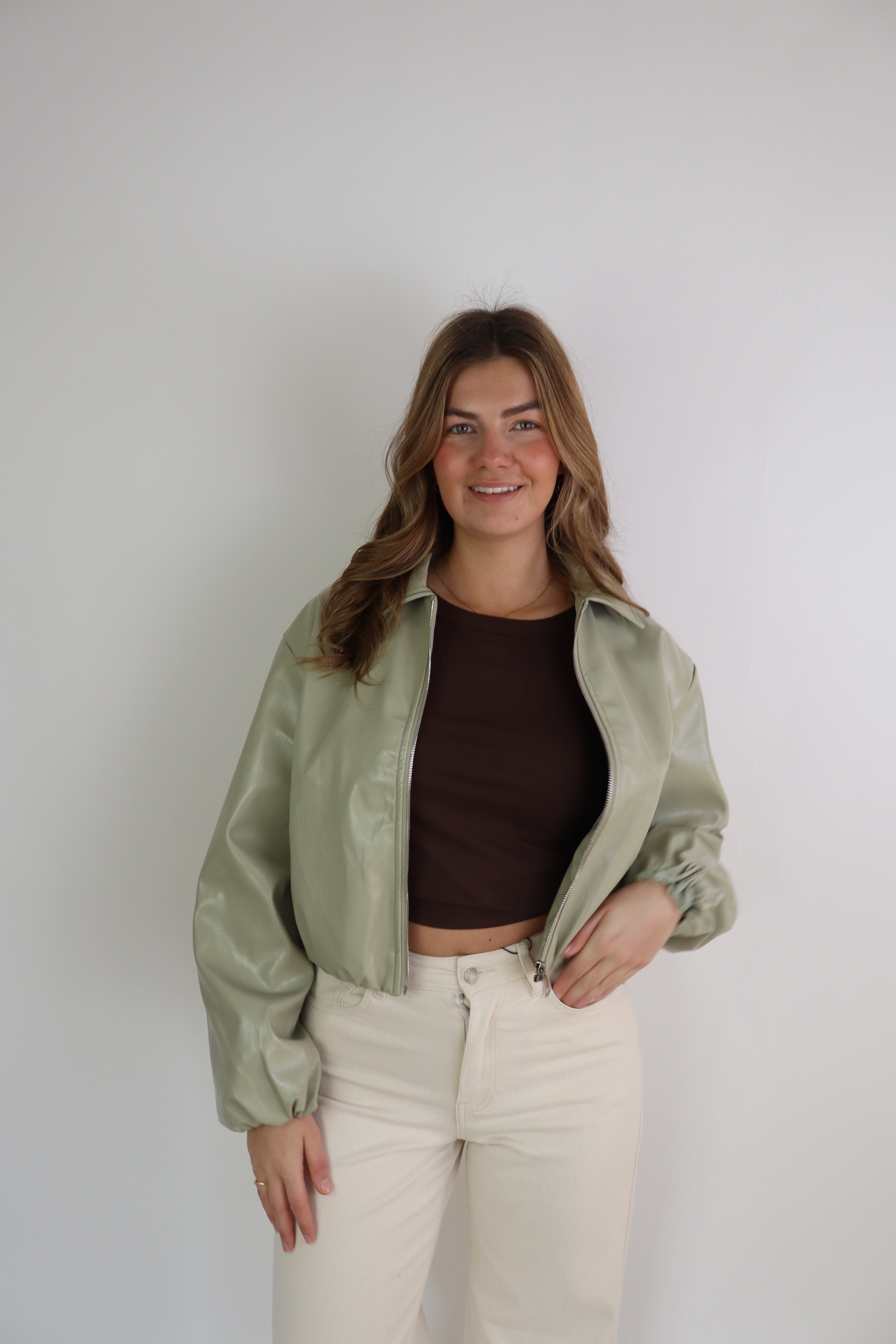 Sophie Leather Jacket Light Green