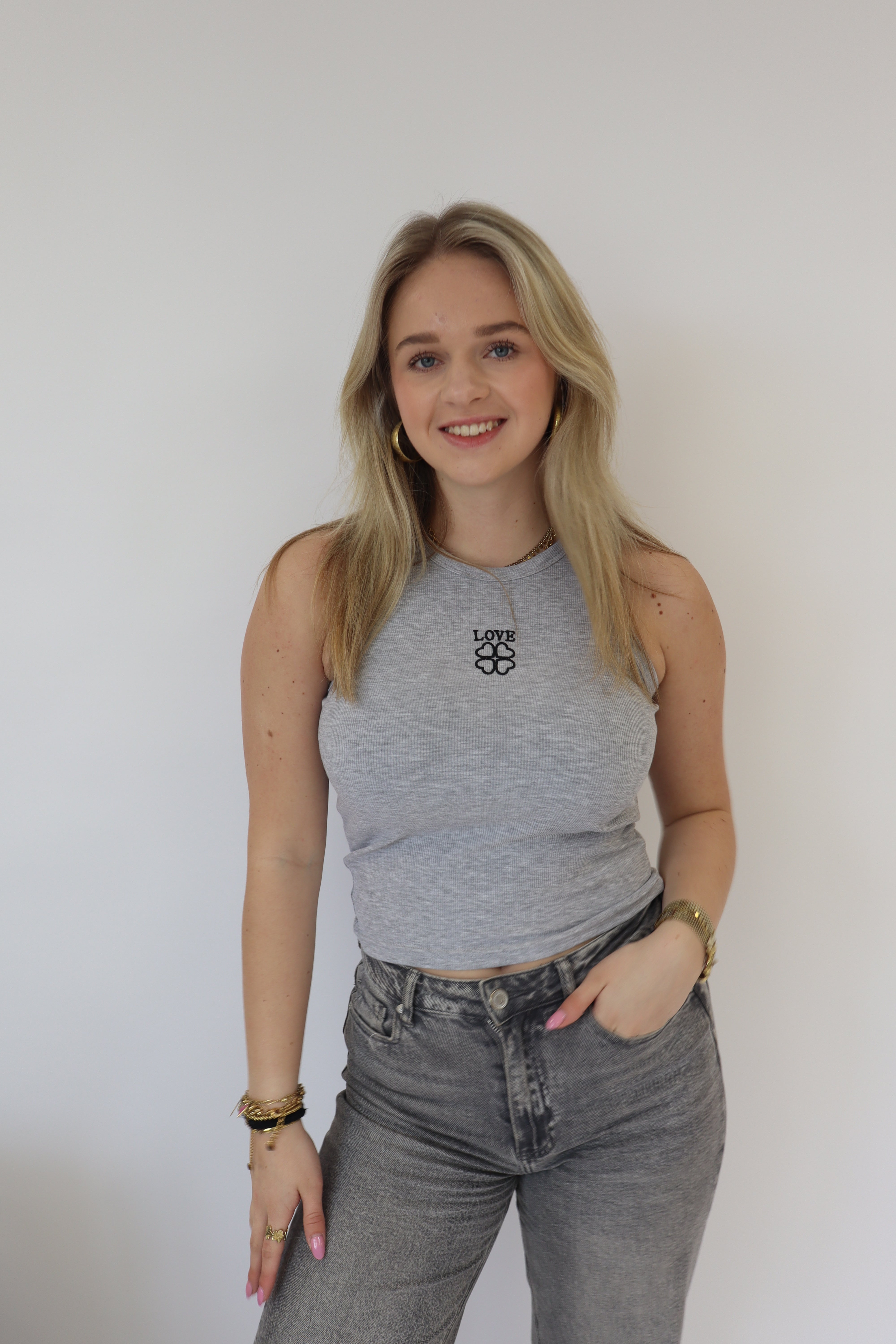 Love Tanktop Licht Grijs