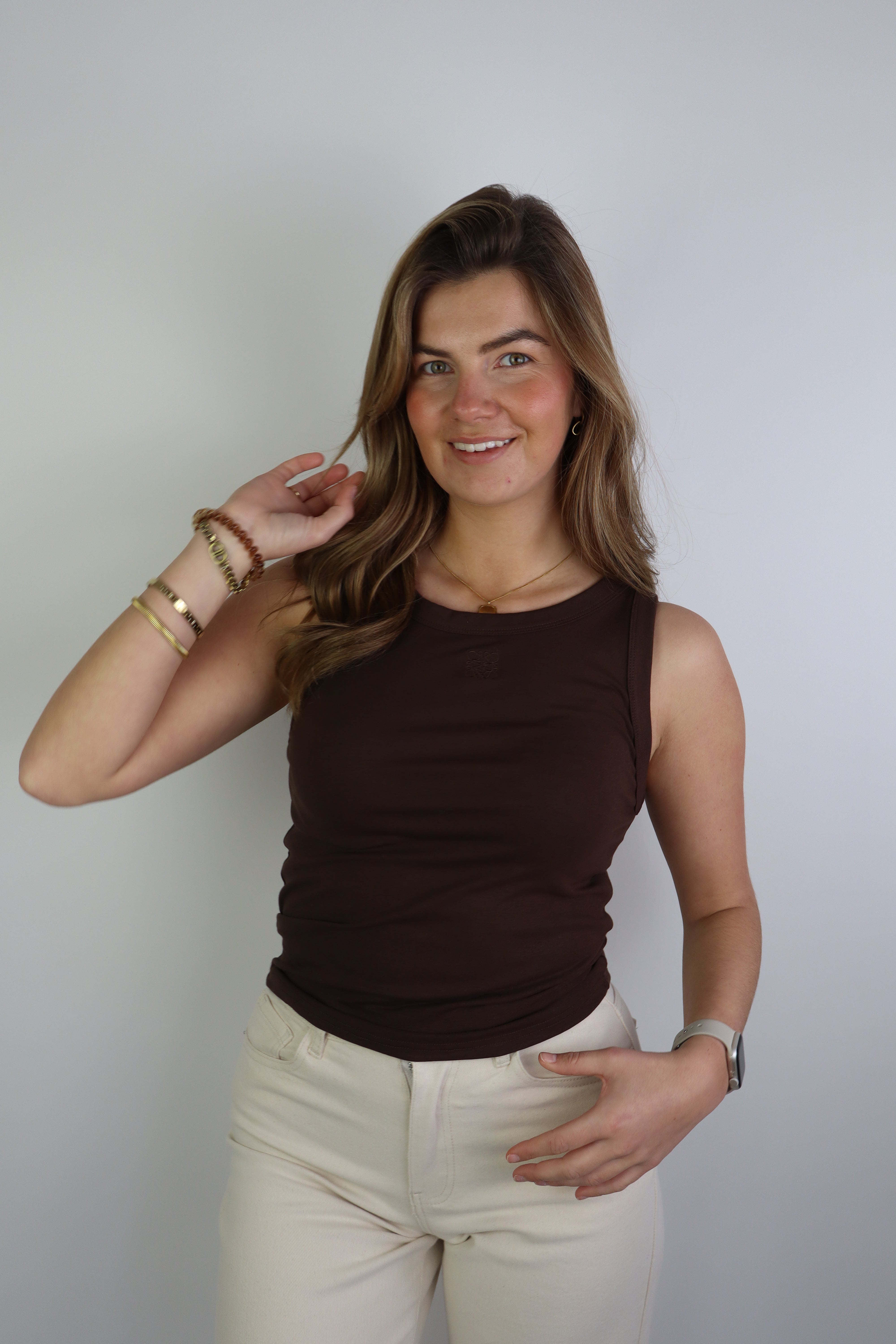 Suus Logo Tank Top Brown