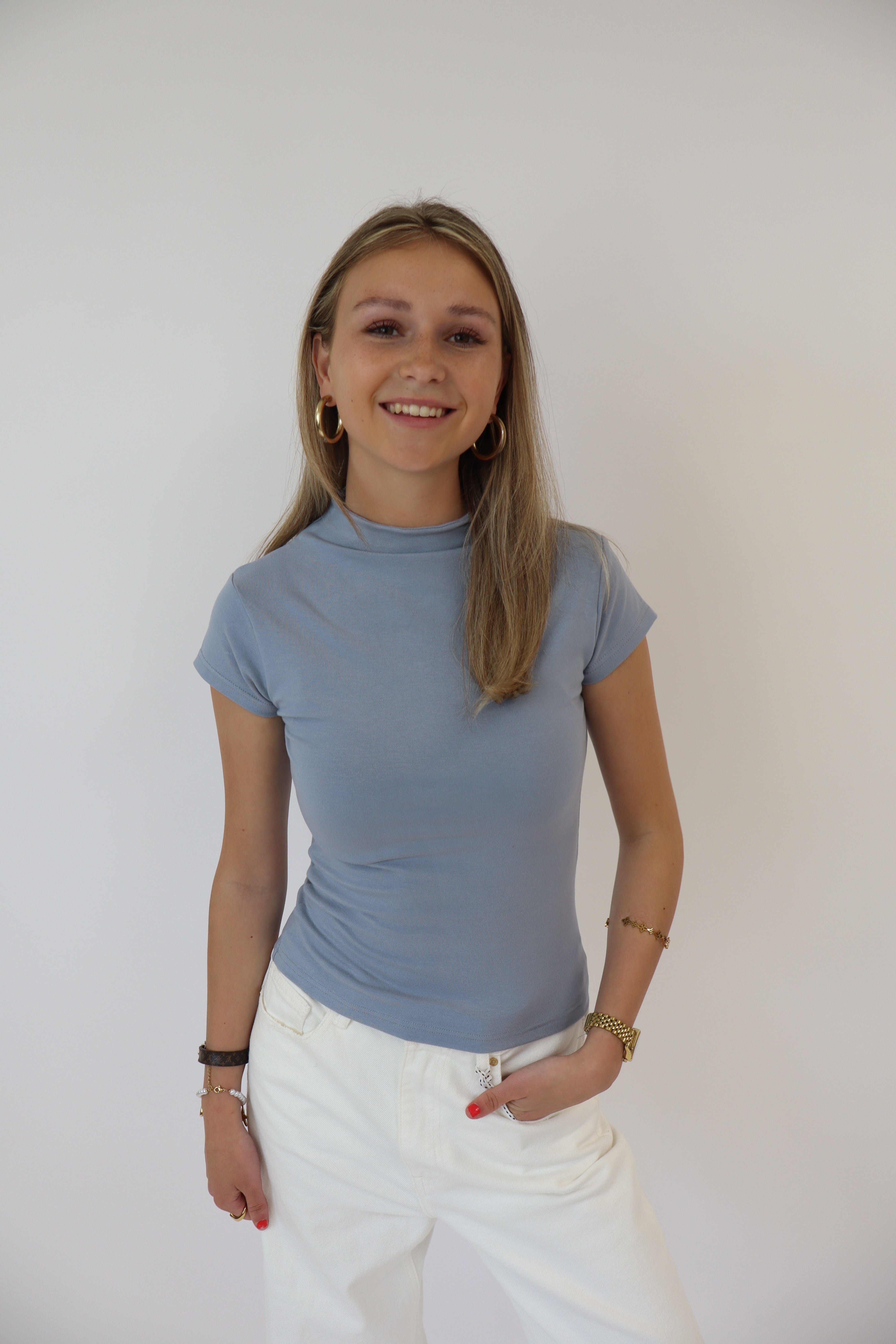 Luna Basic Top | Licht blauw
