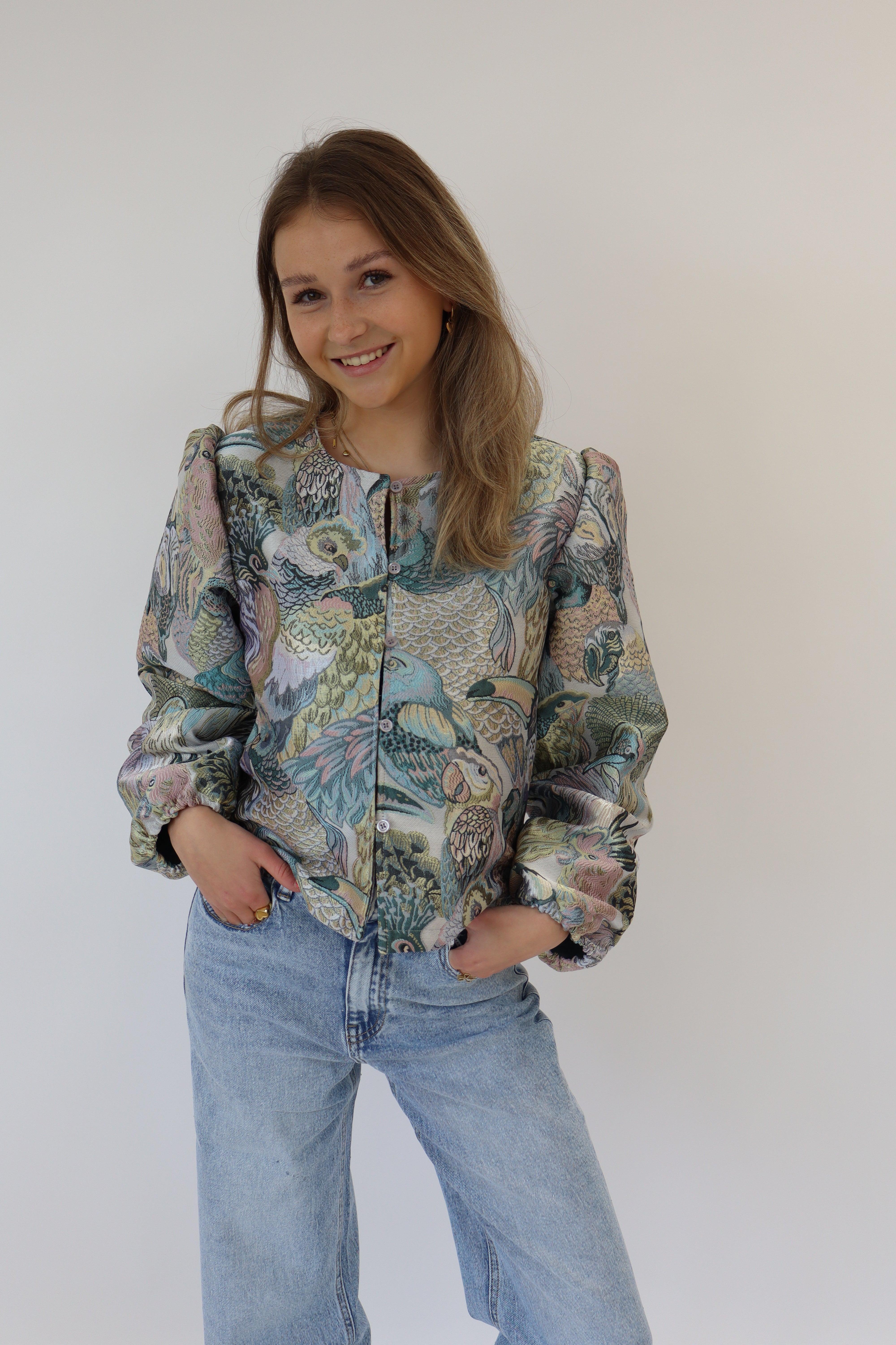 Dana Top Vogel Print Groen