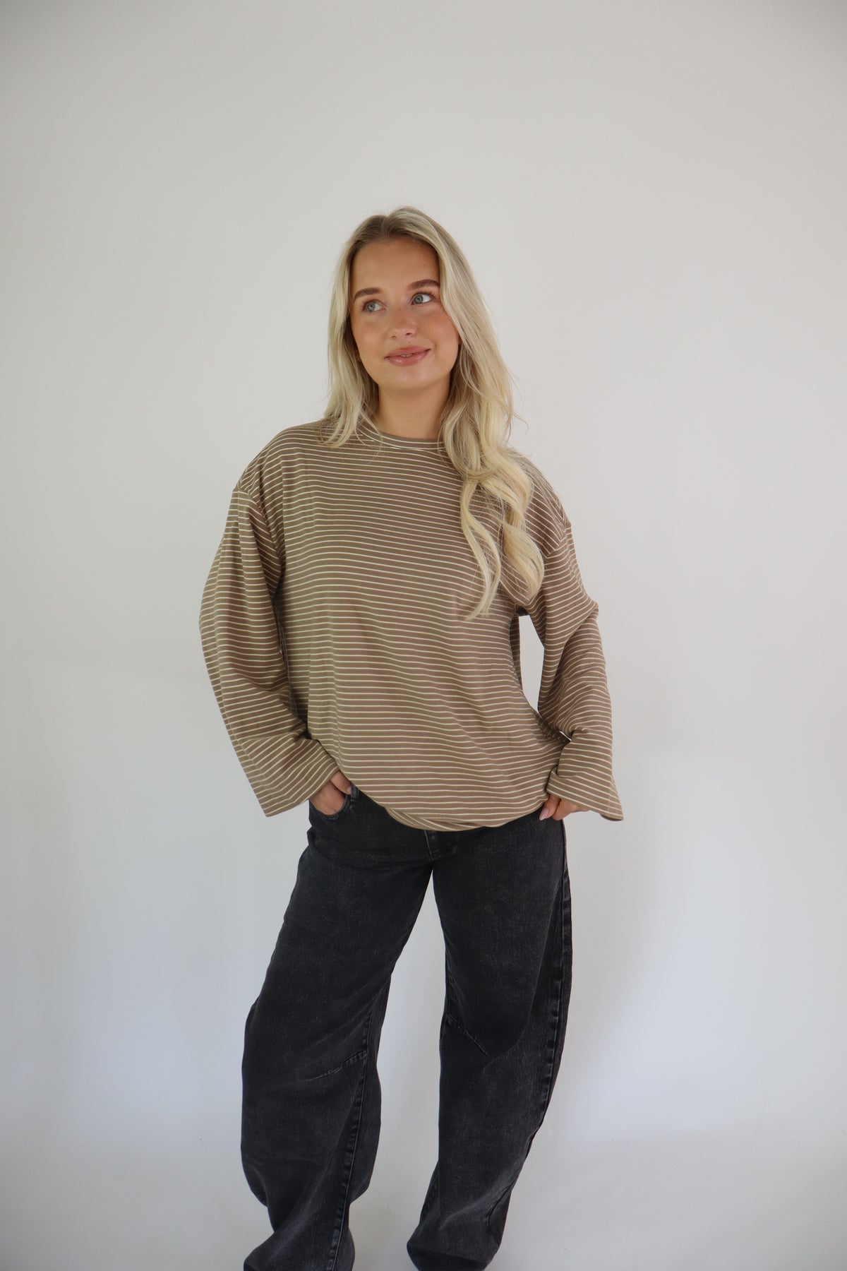 Naomi striped longsleeve taupe