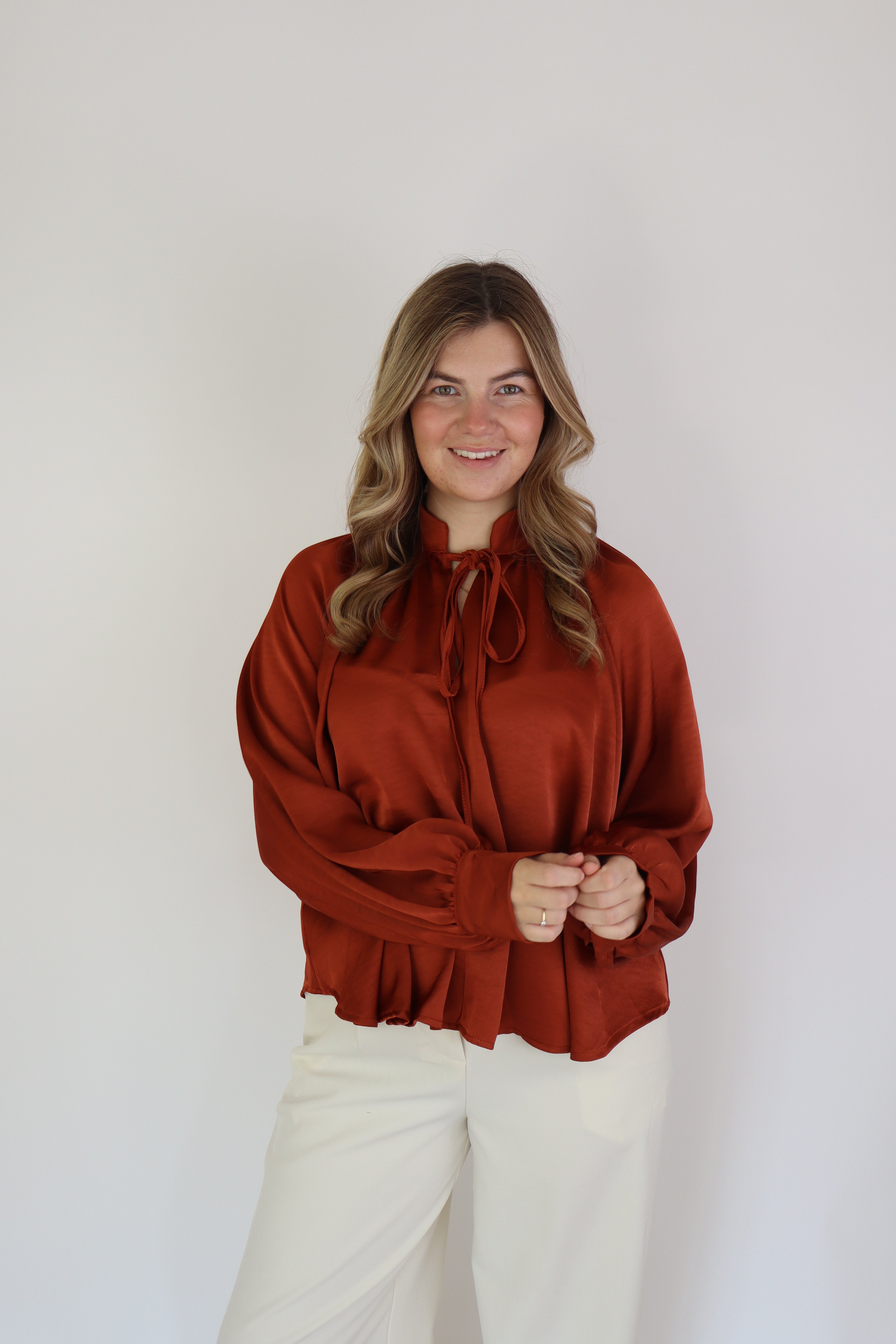 Layla Satijnen Blouse Roest