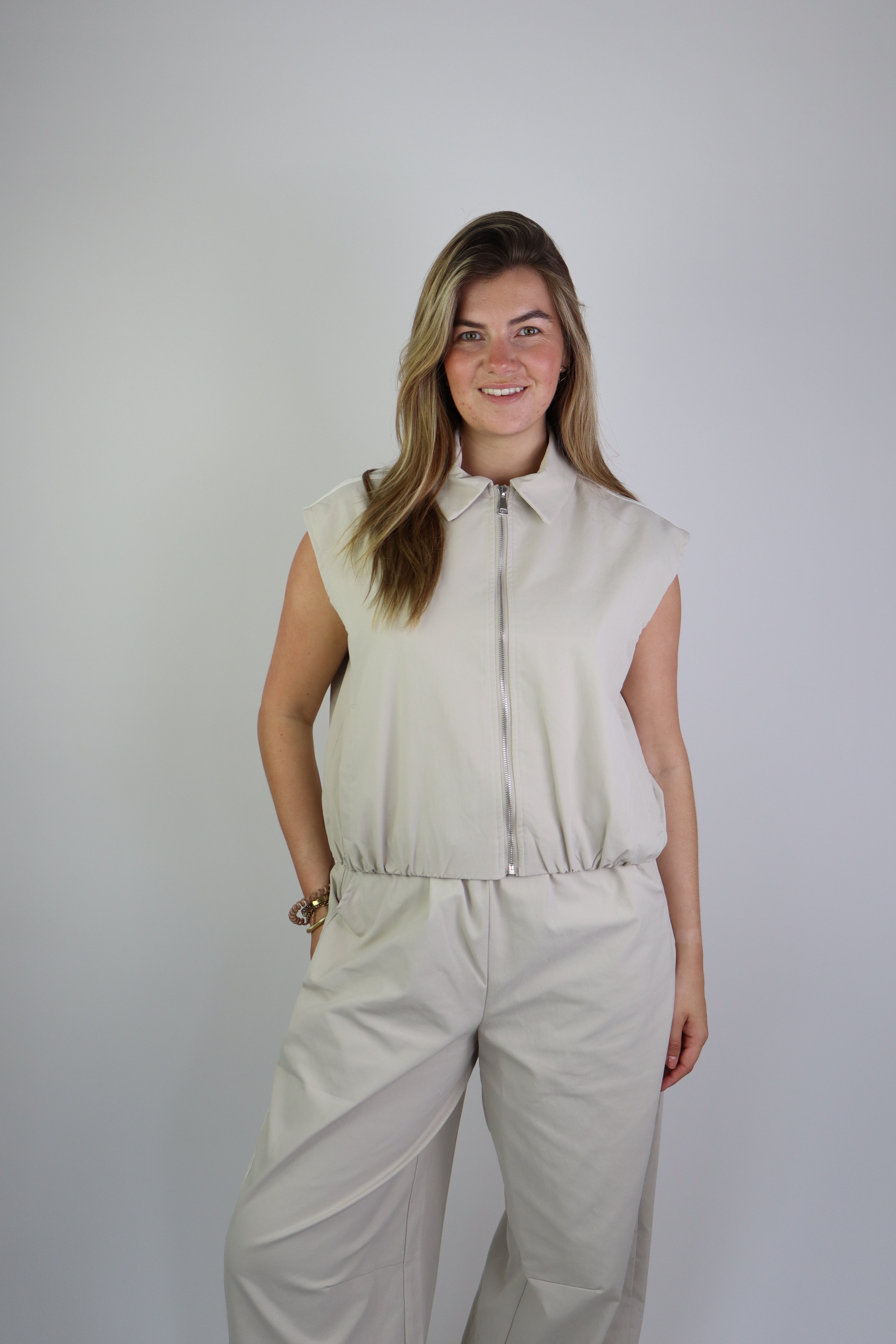 Ambika Striped Gilet Creme