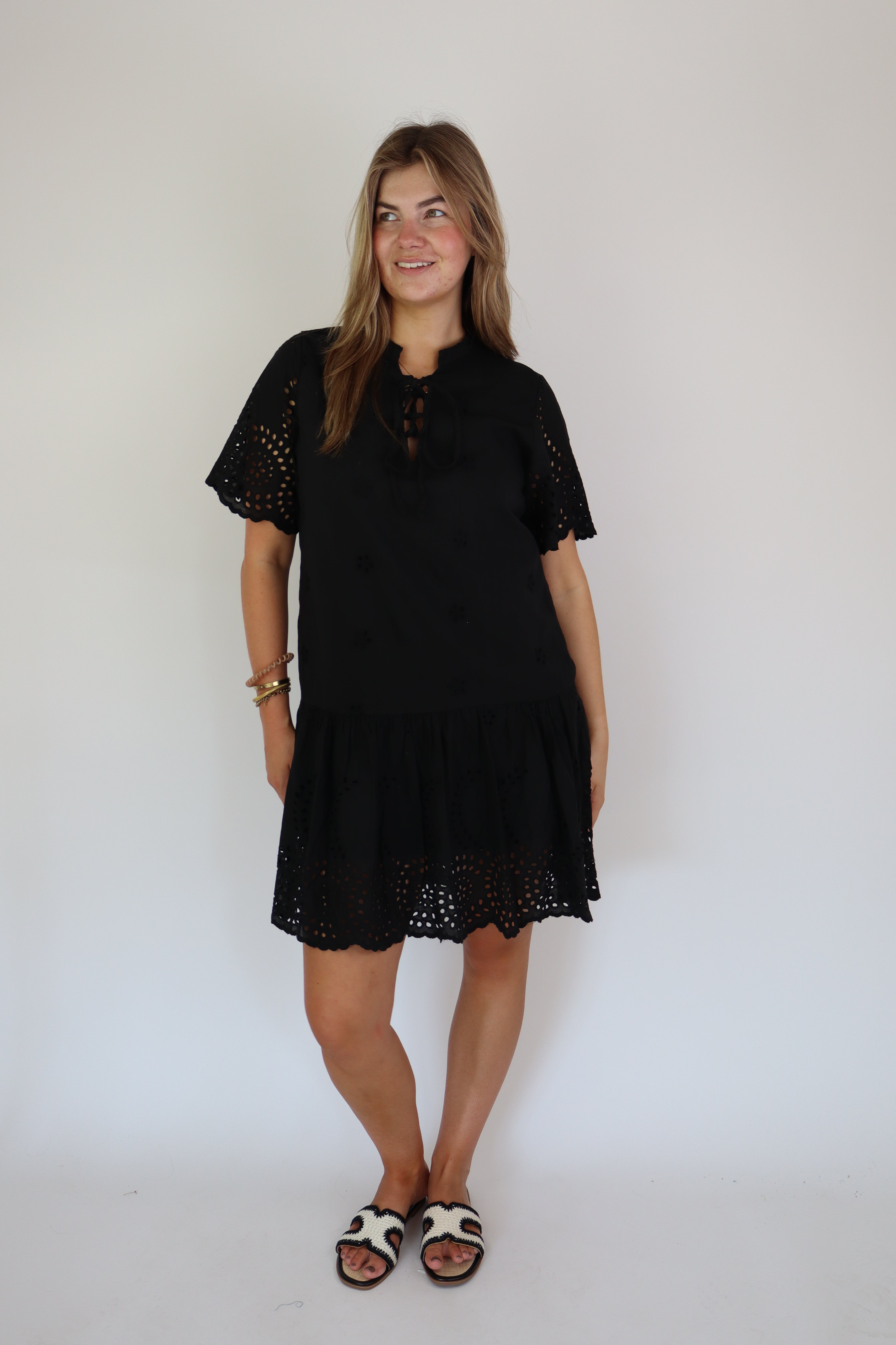 Marah Broderie Dress Black