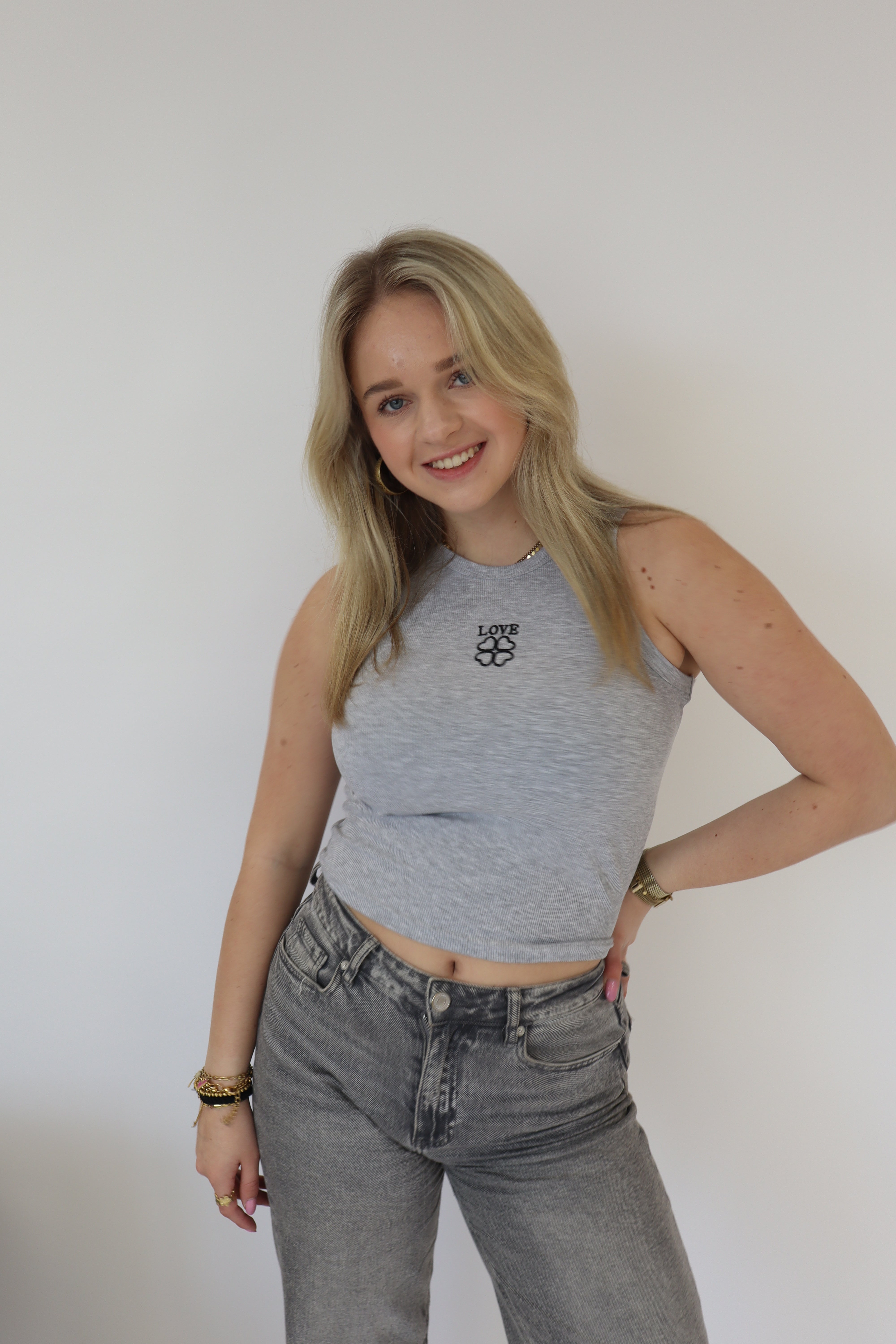Love Tanktop Licht Grijs