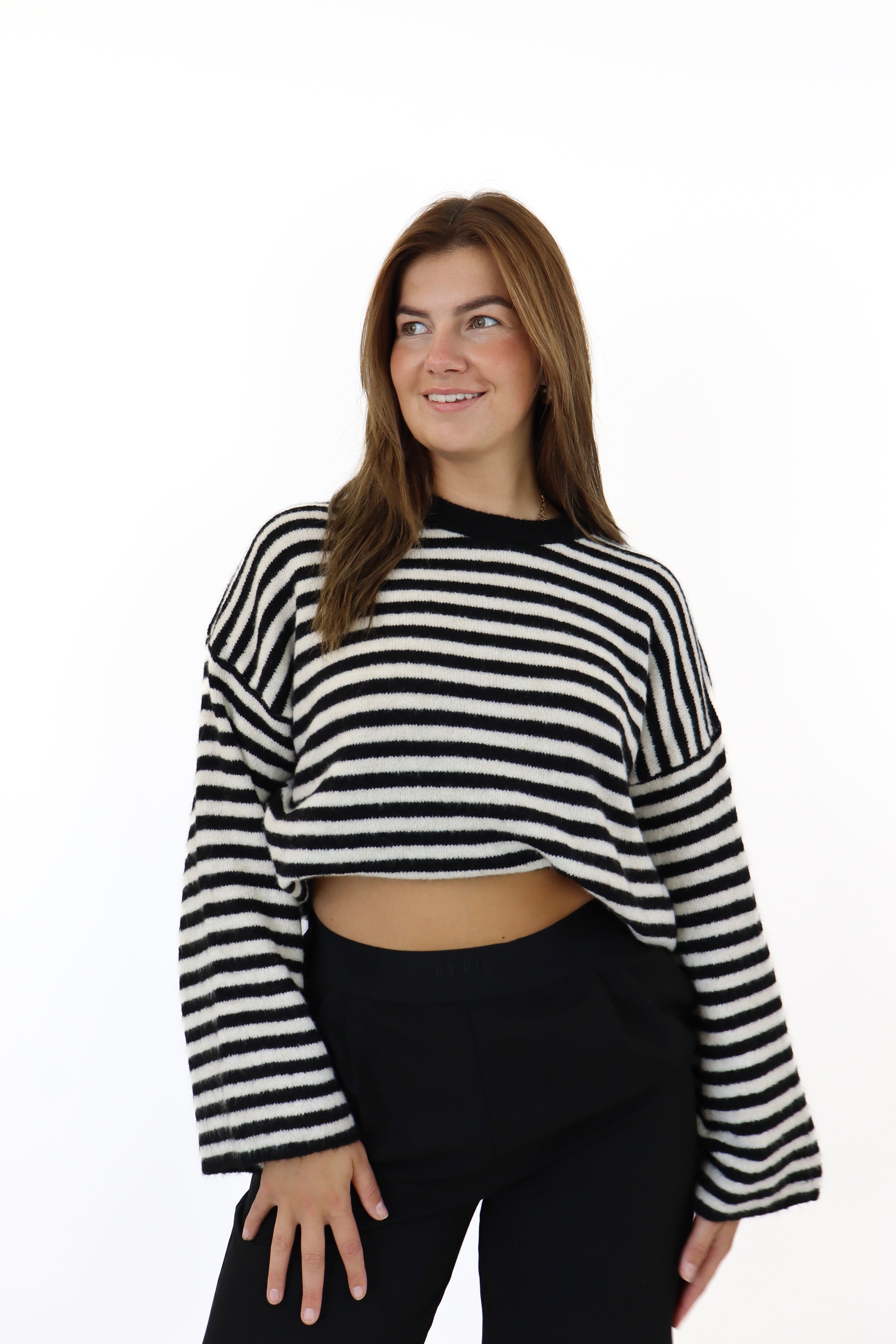 Myrthe Striped Sweater | Black