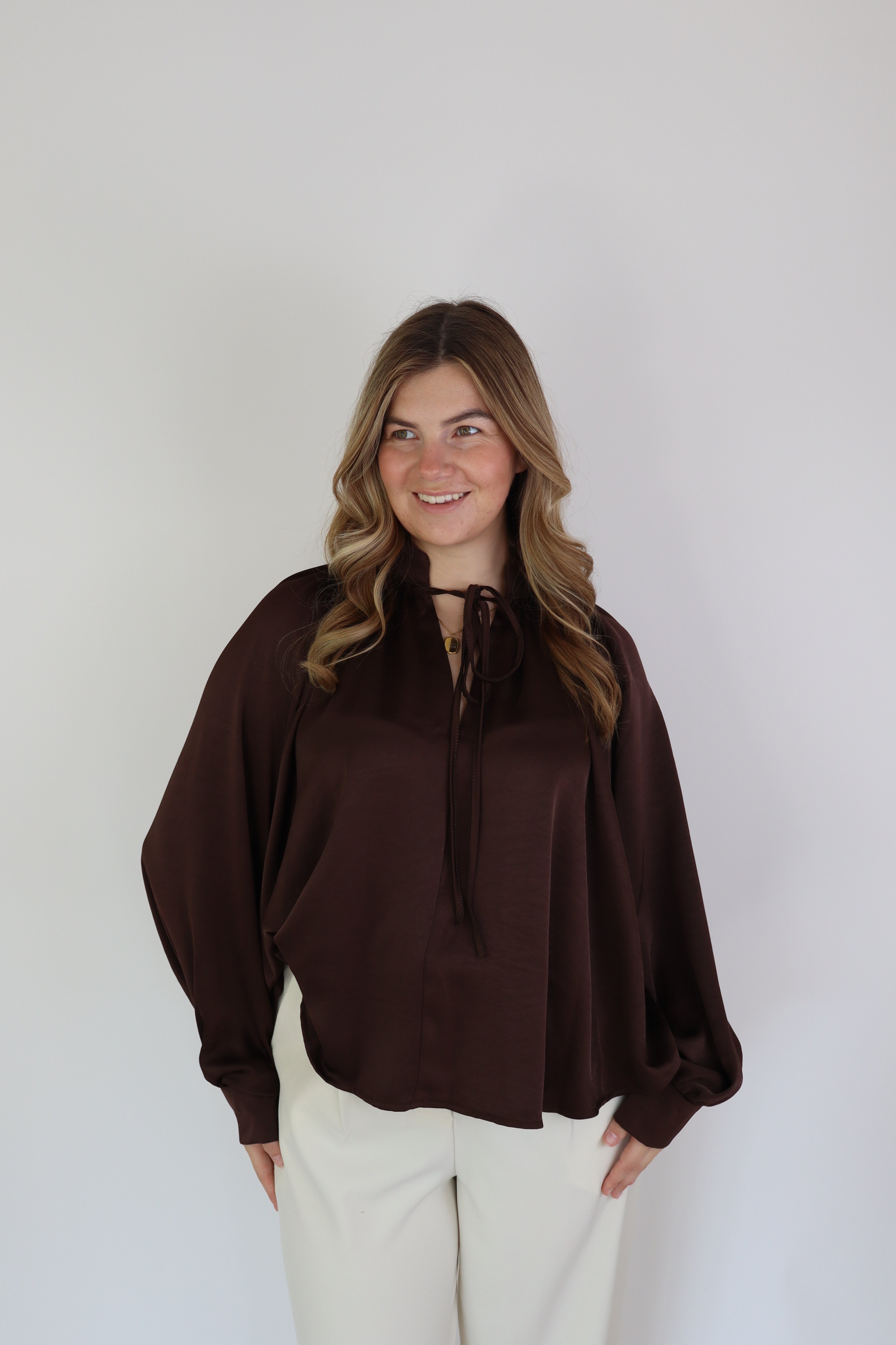 Layla Satijnen Blouse Brown