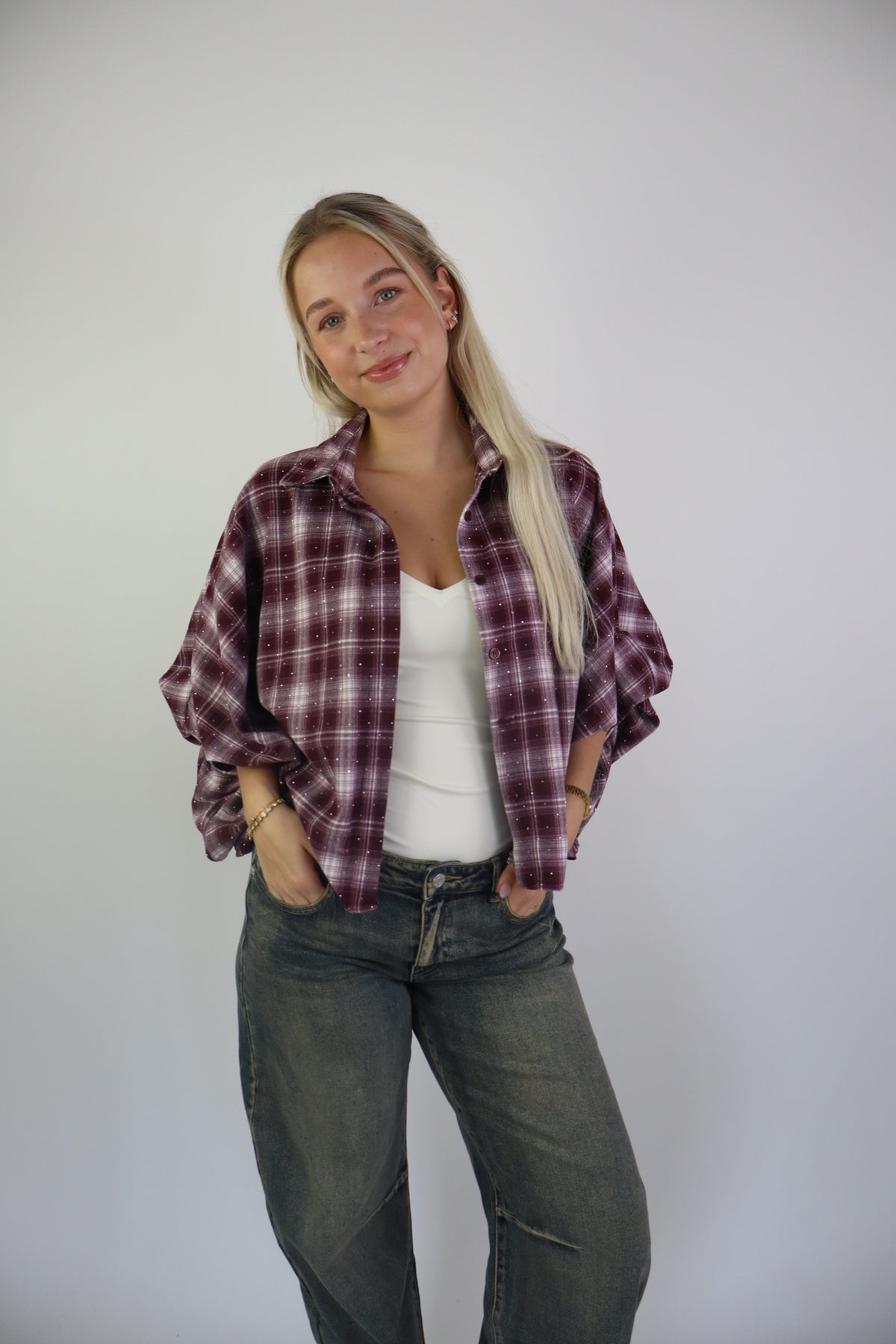 Wendy Glitter Blouse Bordeaux