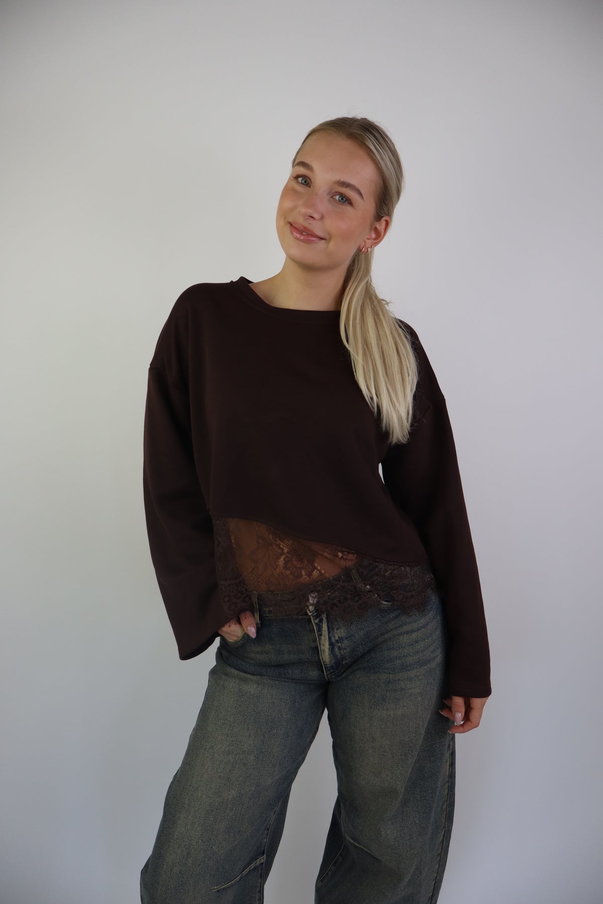 Marilyn Lace Sweater Brown