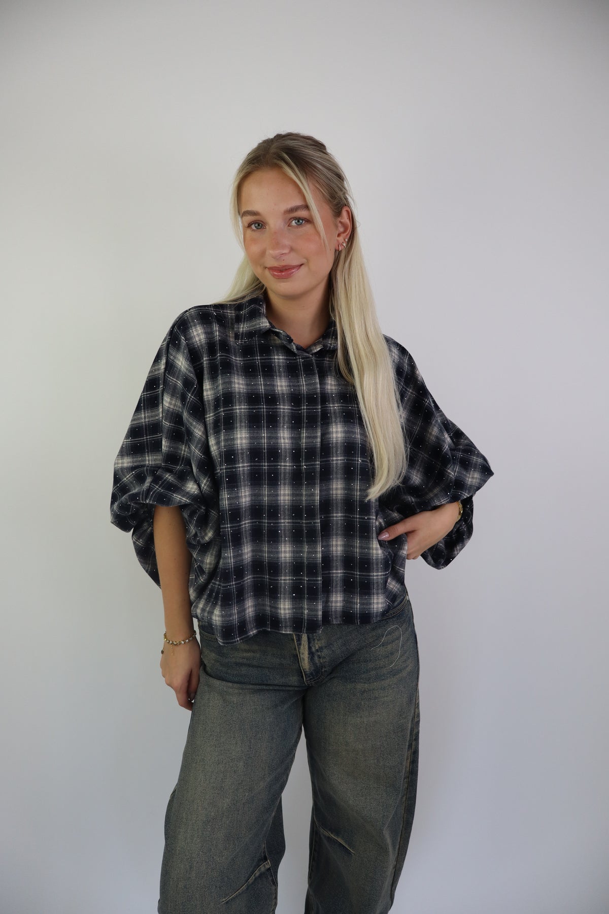 Wendy Glitter Blouse Navy