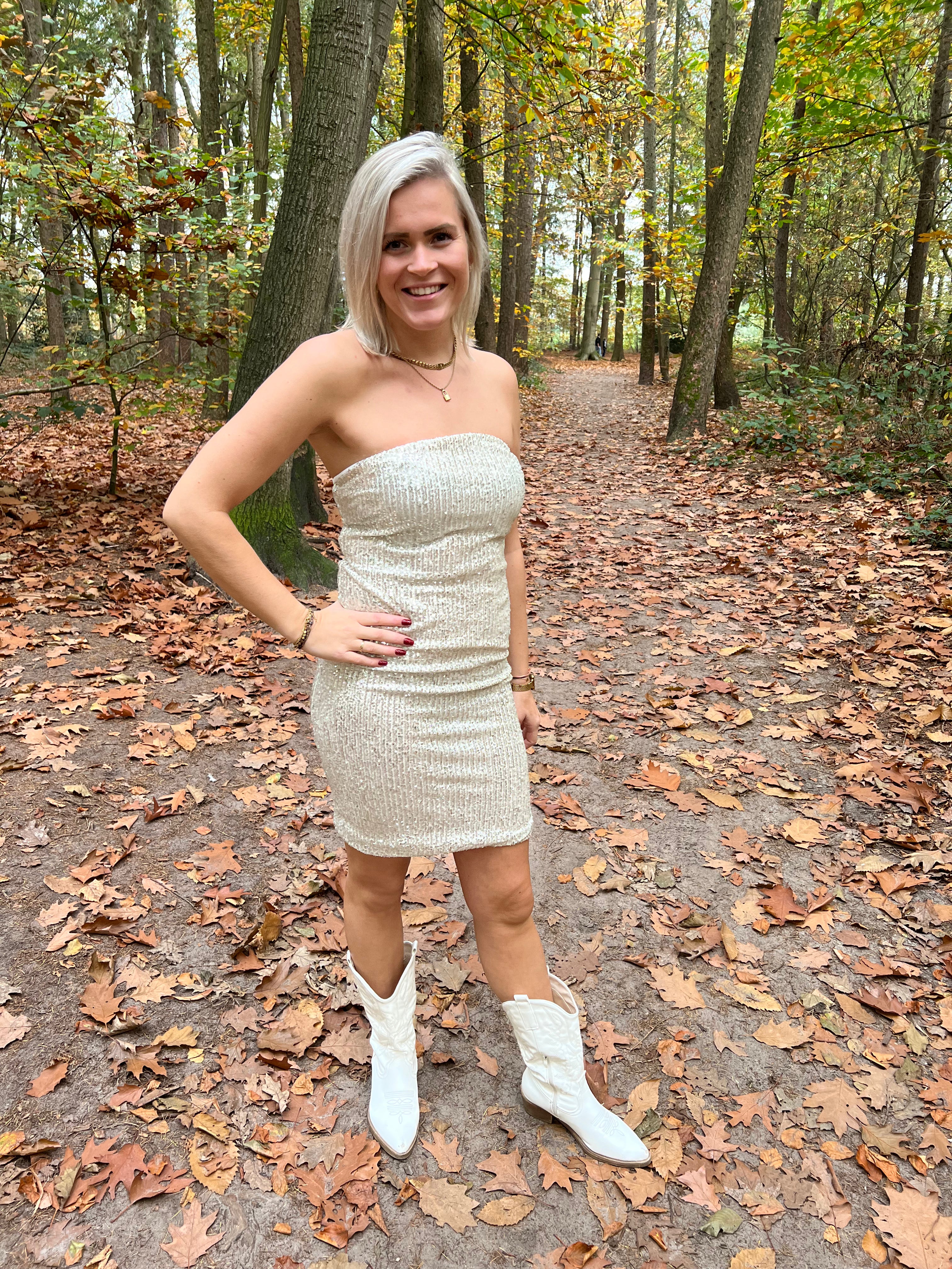 Glitter Tube Dress Champagne