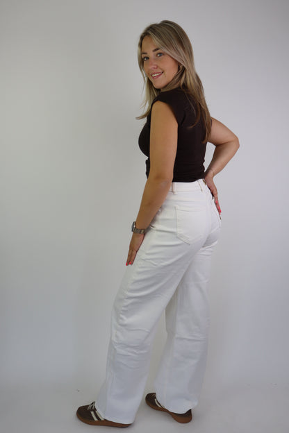 Fold Over Jeans White Hm1511-11