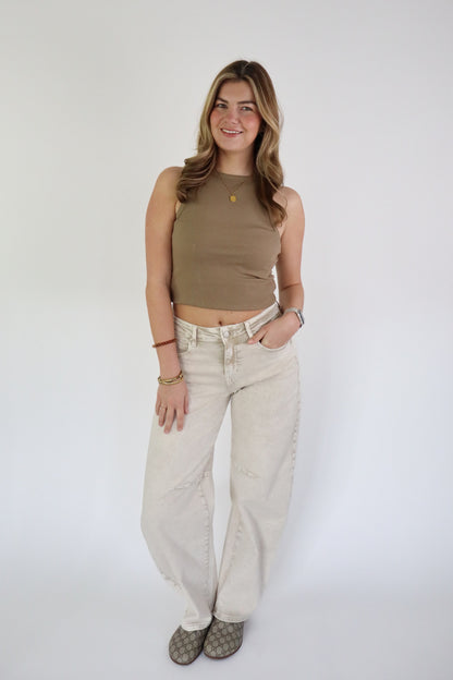 LAULIA BALLOON JEANS BEIGE Y3395-2M