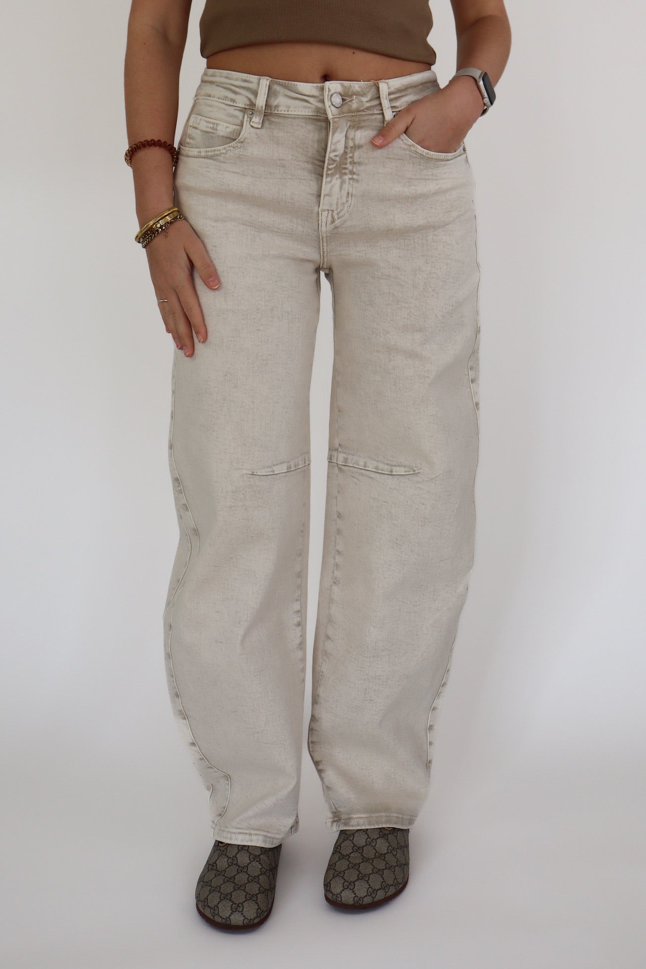 LAULIA BALLOON JEANS BEIGE Y3395-2M