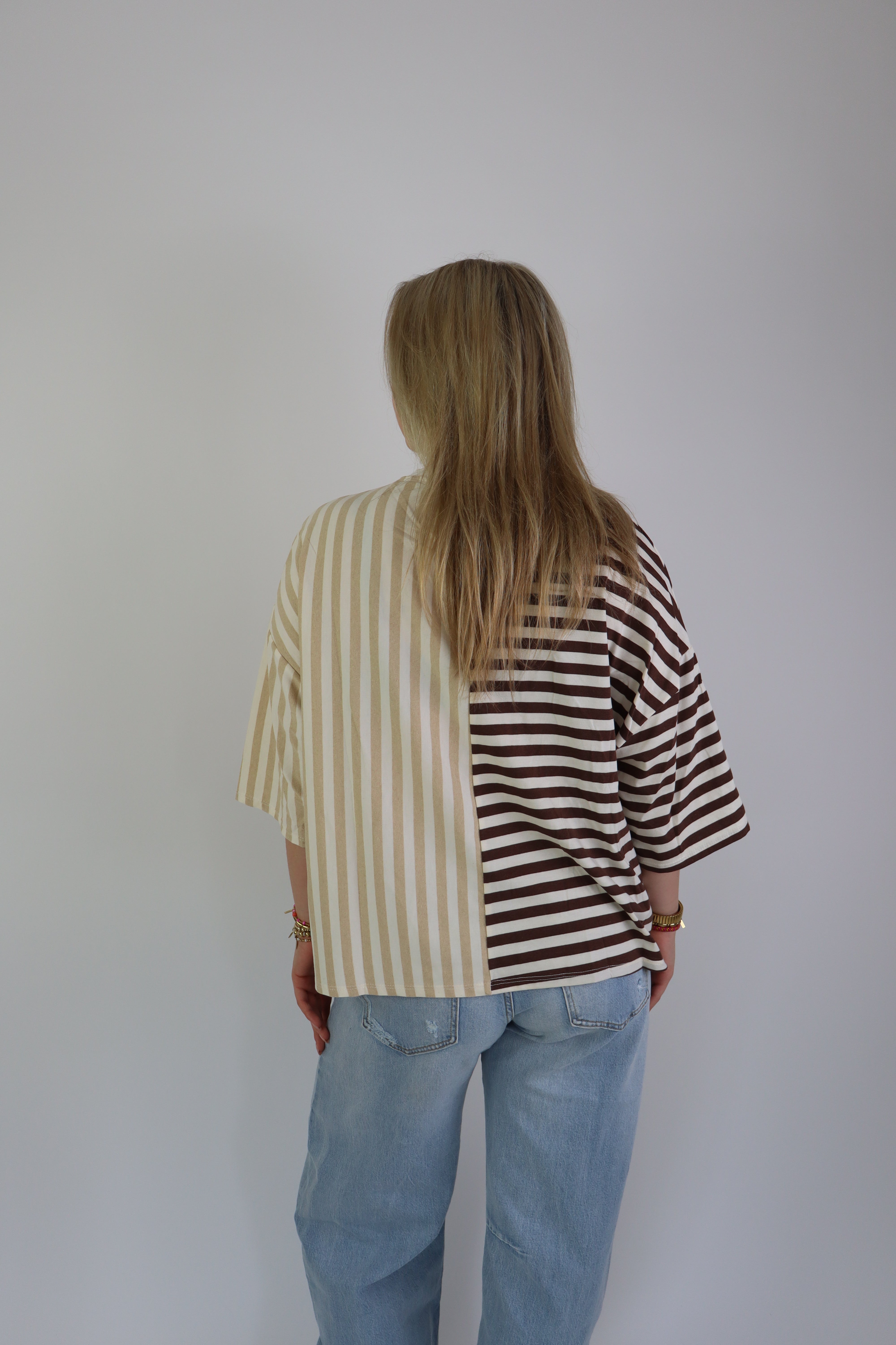 Studio Striped Tee Beige
