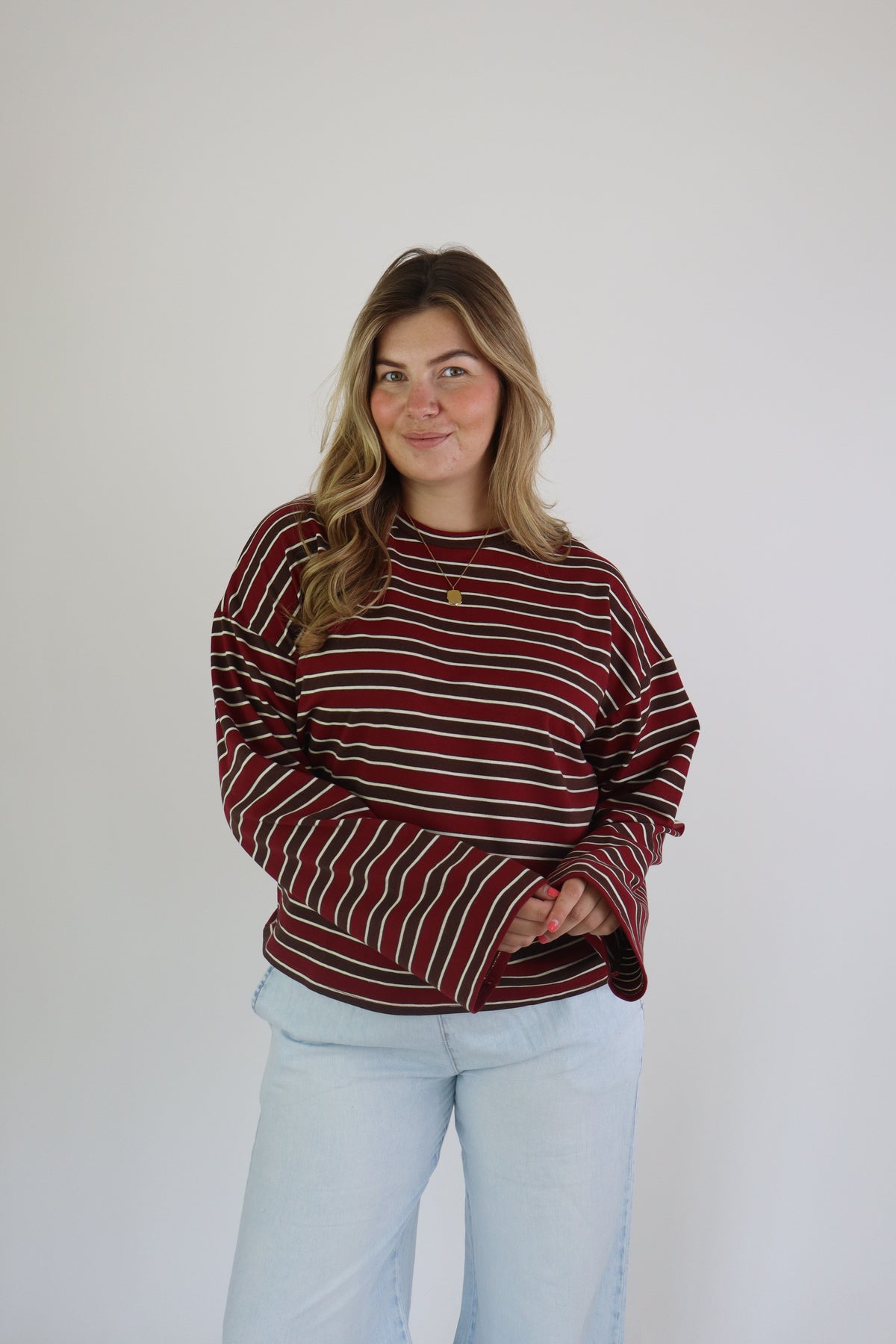 Amy Striped Longsleeve Bordeaux/Brown
