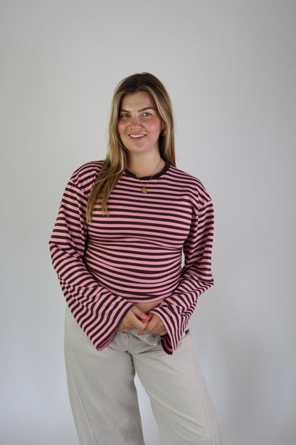Elaine Striped Top Brown/Pink