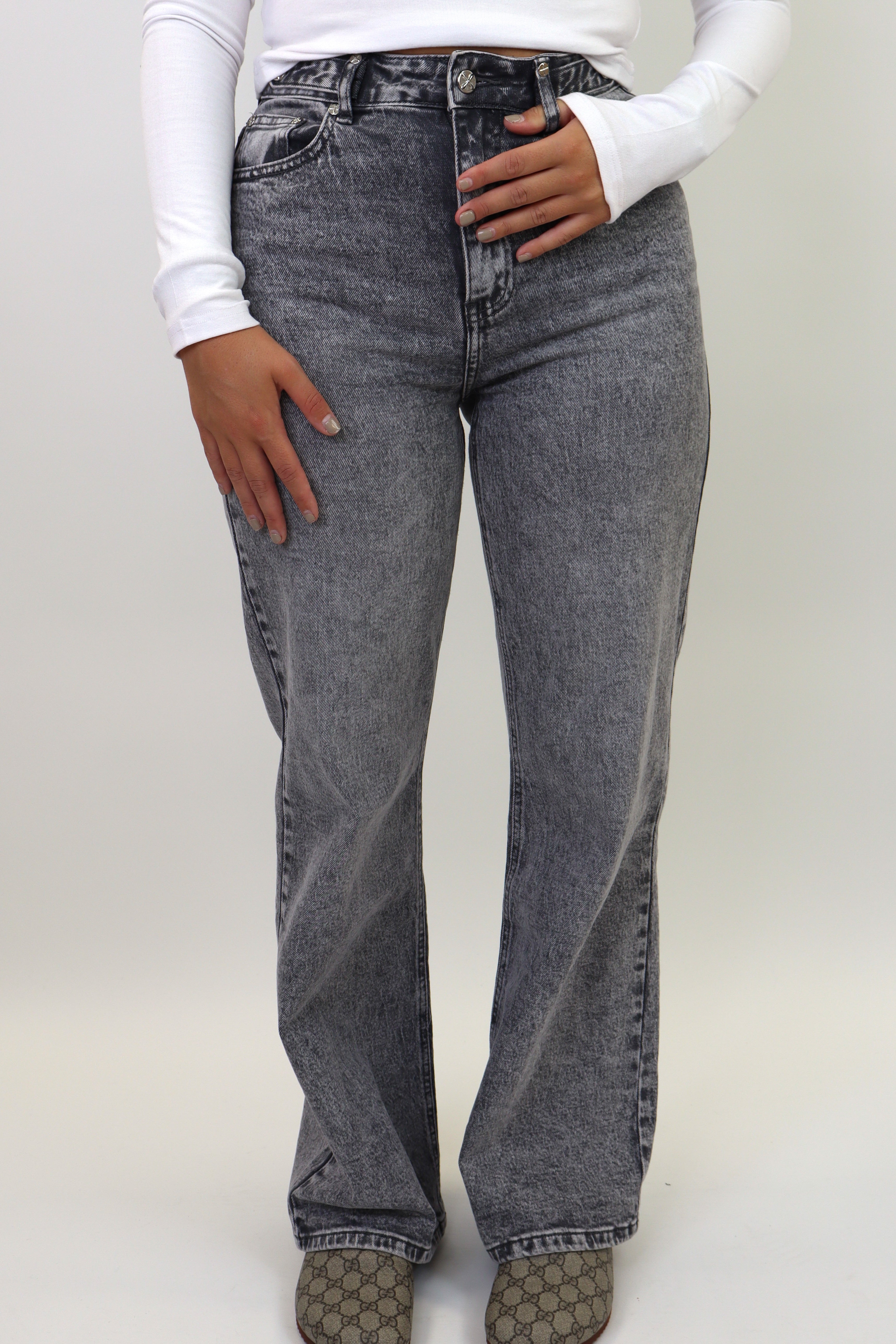Suzan Wide Leg Jeans | Grey W3368-3