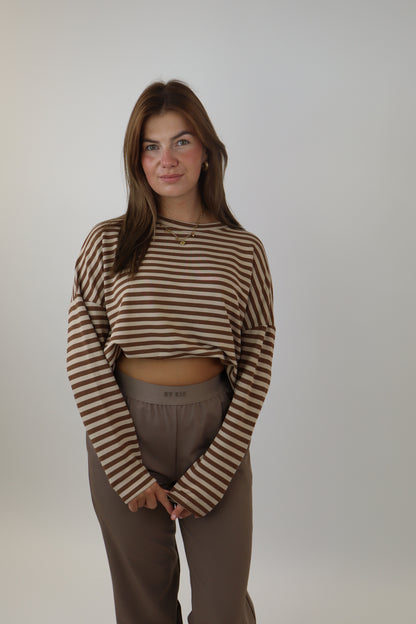 Richelle Striped Top Beige/Bruin