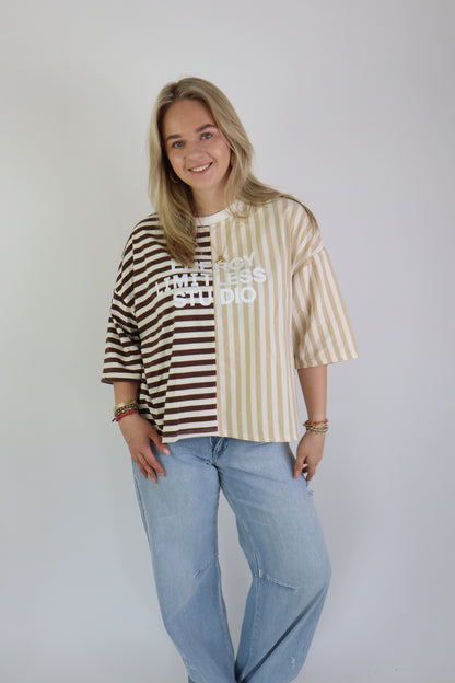 Studio Striped Tee Beige