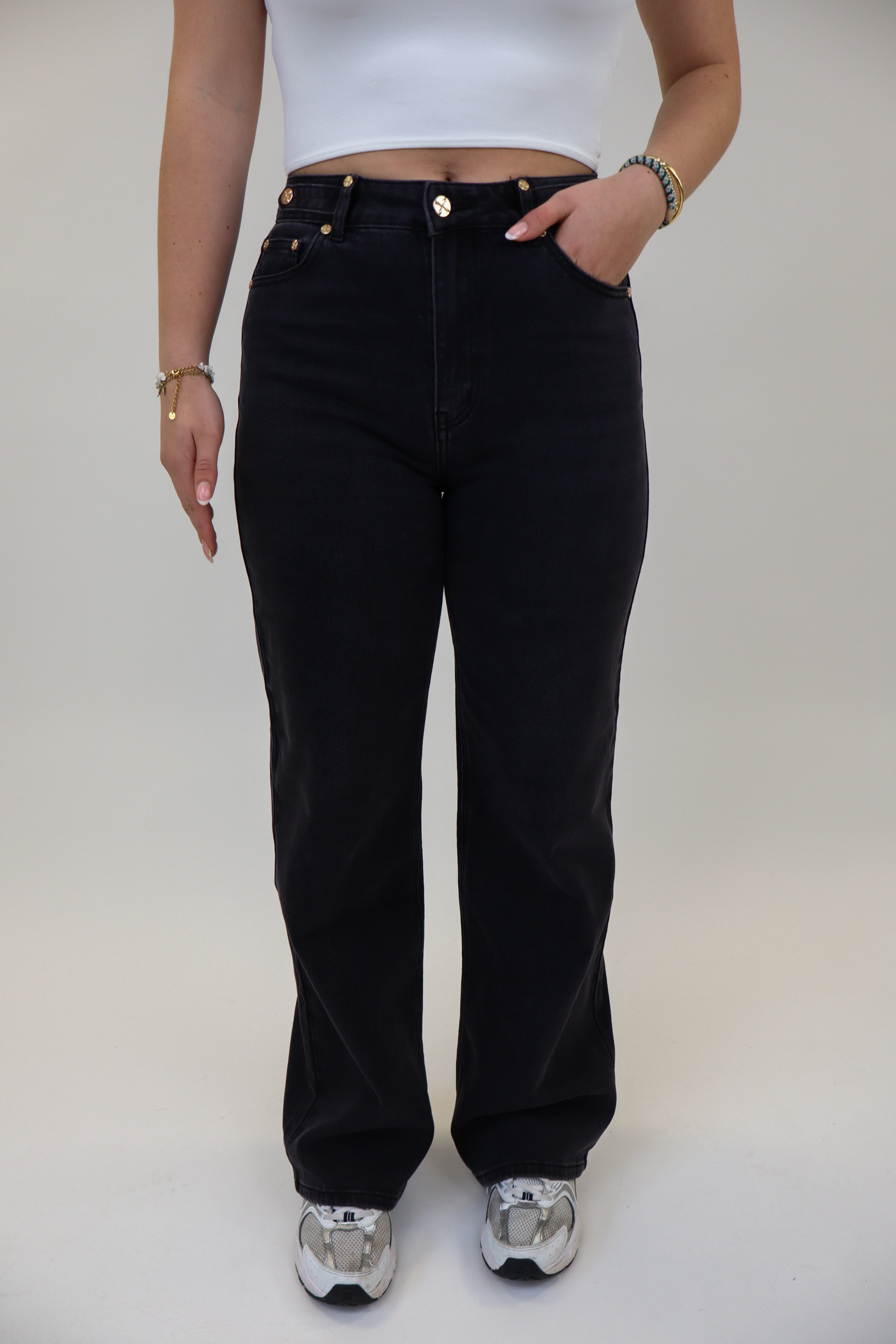 Suzan Wide Leg Jeans | Zwart W3368