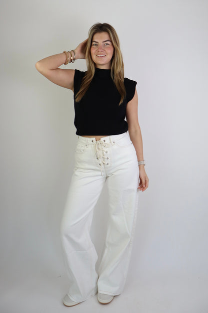 Wide Leg Jeans Rope White