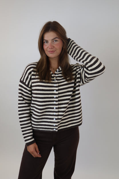 Anne Striped Cardigan | Brown