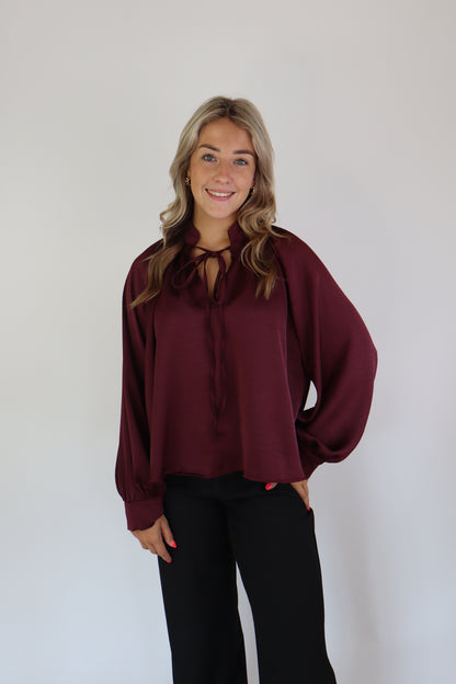 Layla Satijnen Blouse Bordeaux