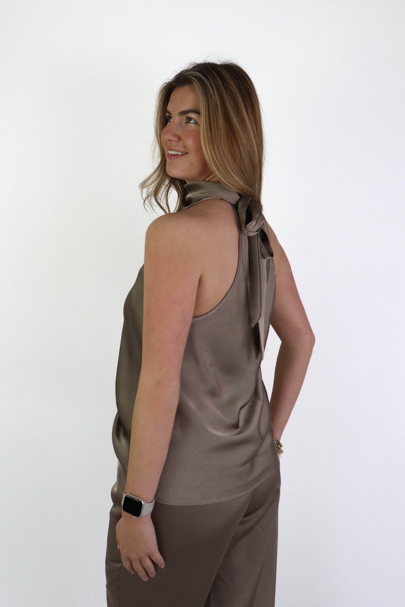 Satijnen Top Taupe