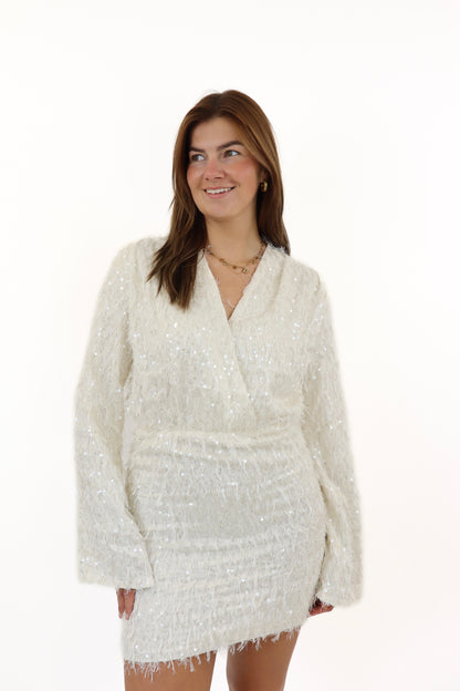 Manouk Glitter Dress Creme