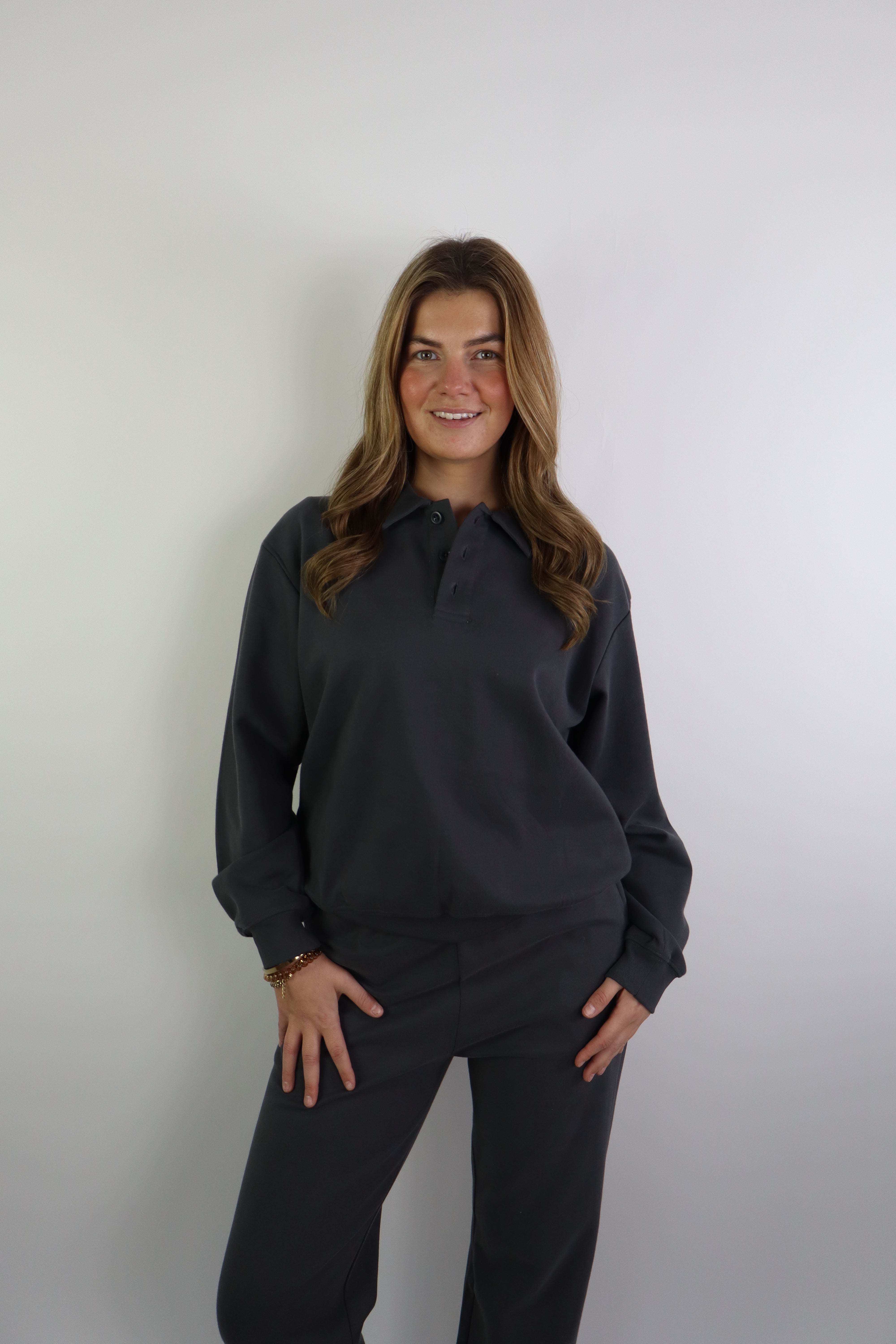 By Kie Basic Polo Sweater Dark Grey