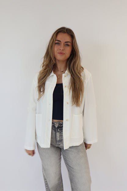 Bow Denim Jacket White