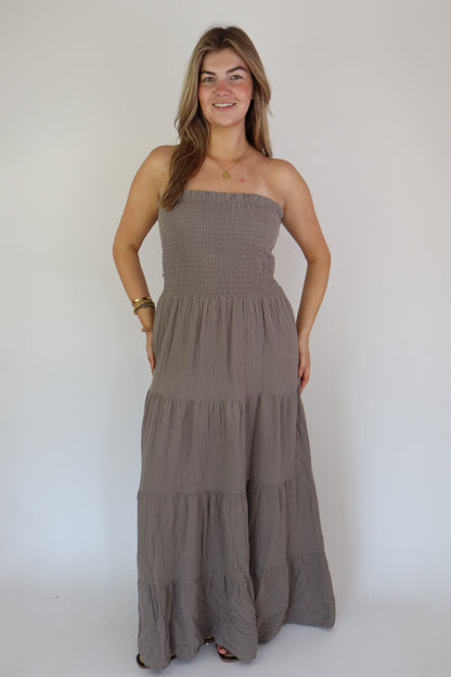 Katoenen Maxi Dress Taupe