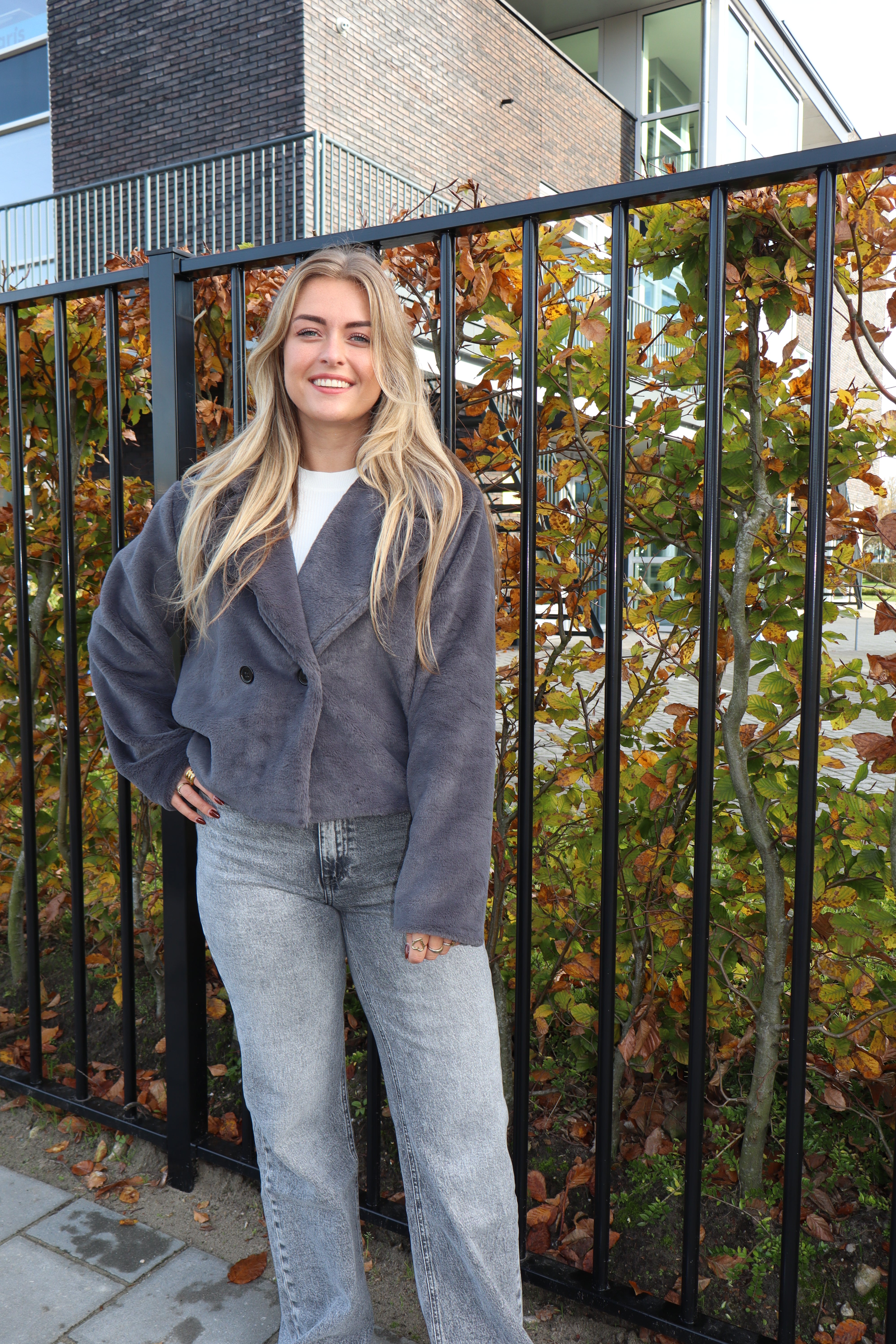 Lizzy Fluffy Jacket Dark Grey