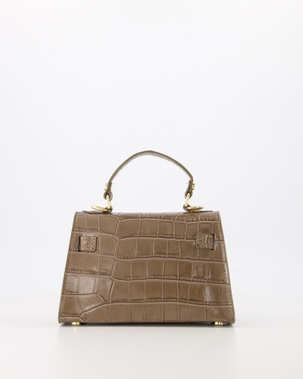 Grace Leather Bag Croco Taupe