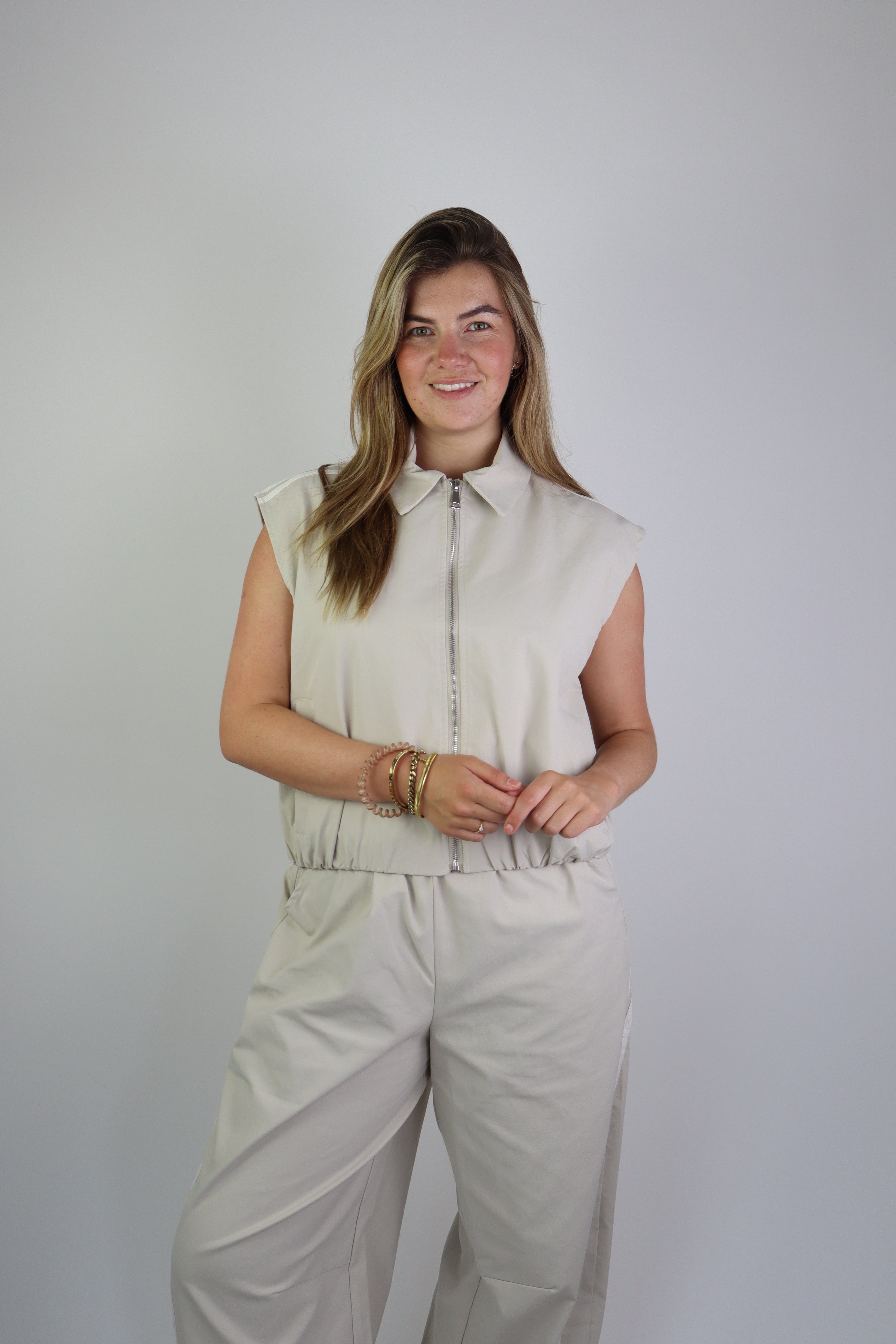 Ambika Striped Gilet Creme