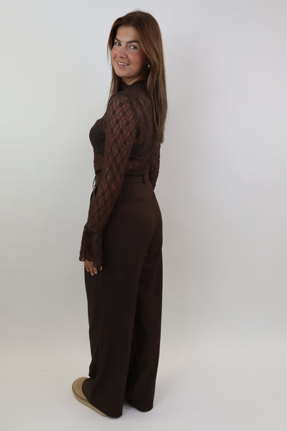 Bowie Wide Leg Pantalon | Brown