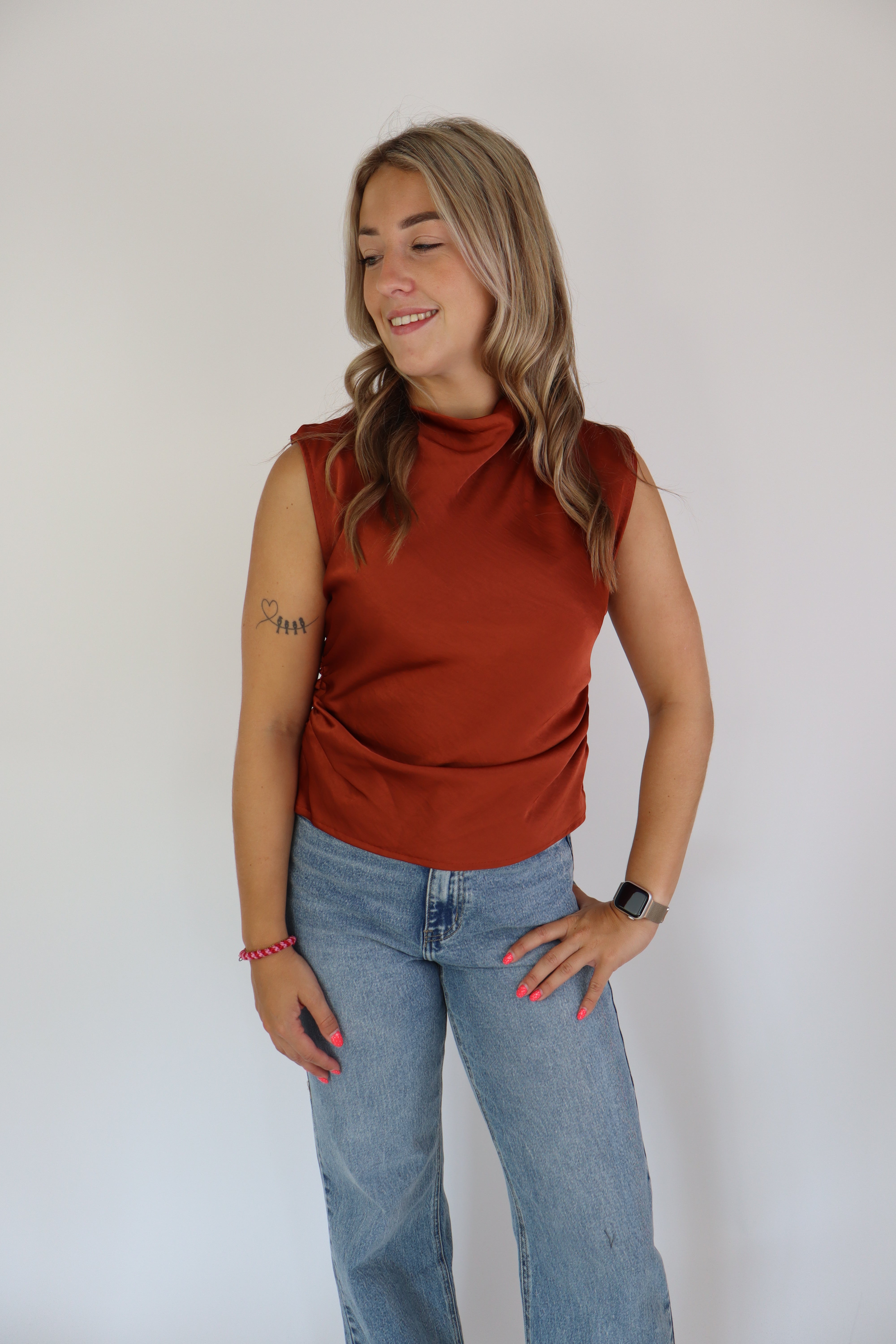 Noor Satijnen Top Roest