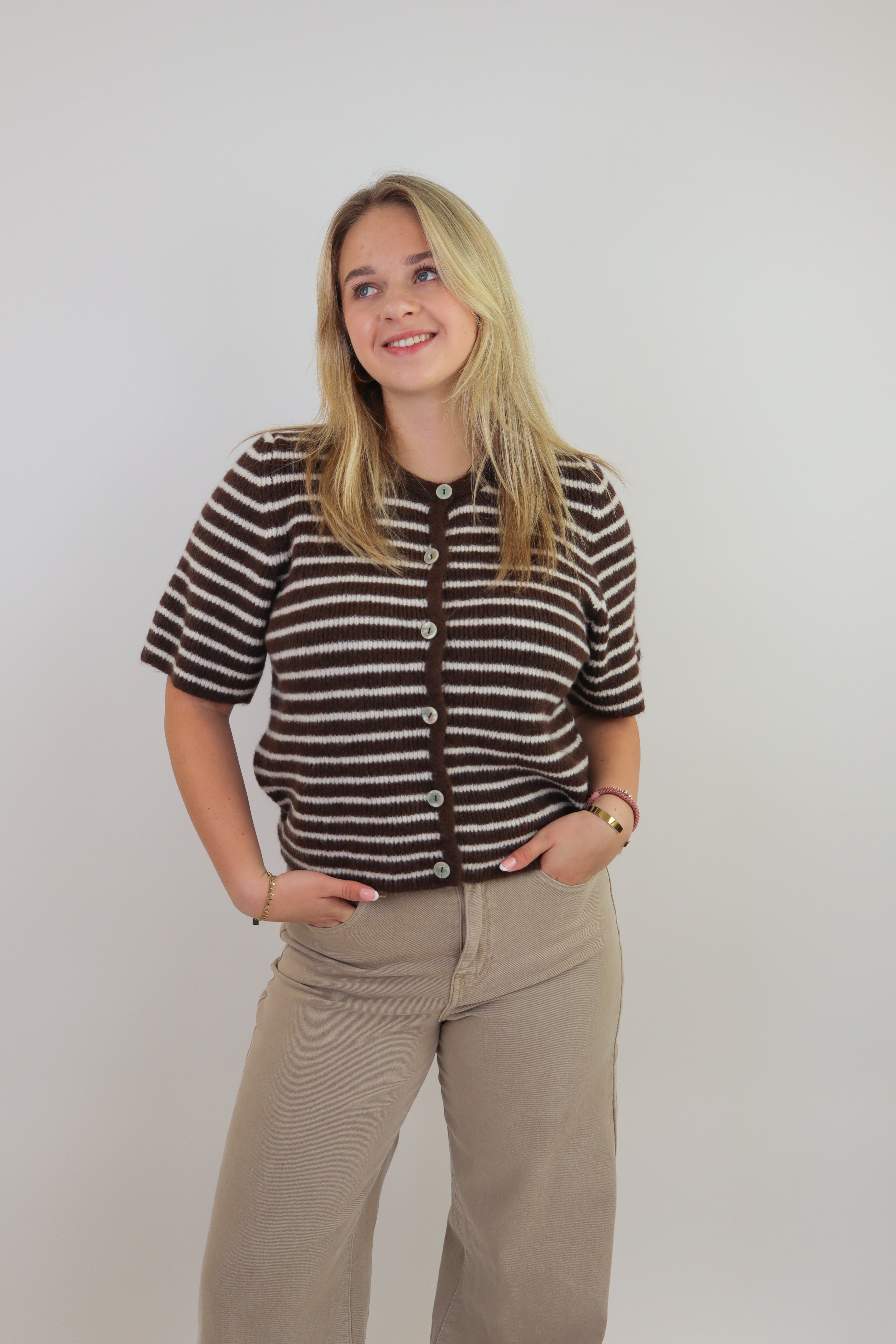 Striped Knit Vestje Brown