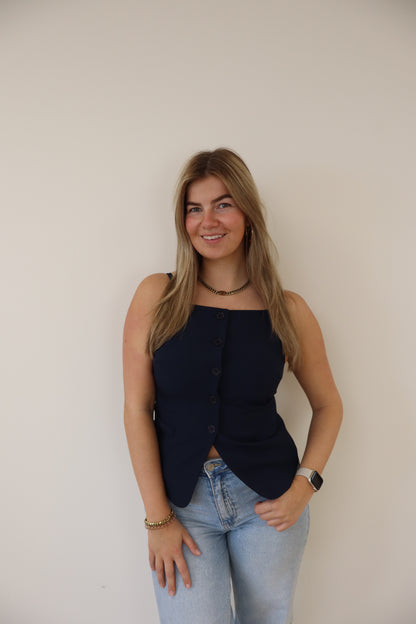Luca Gilet Top Navy