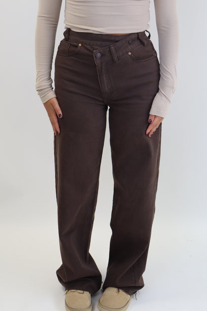 Double Button Tall Jeans Brown BK3856-C