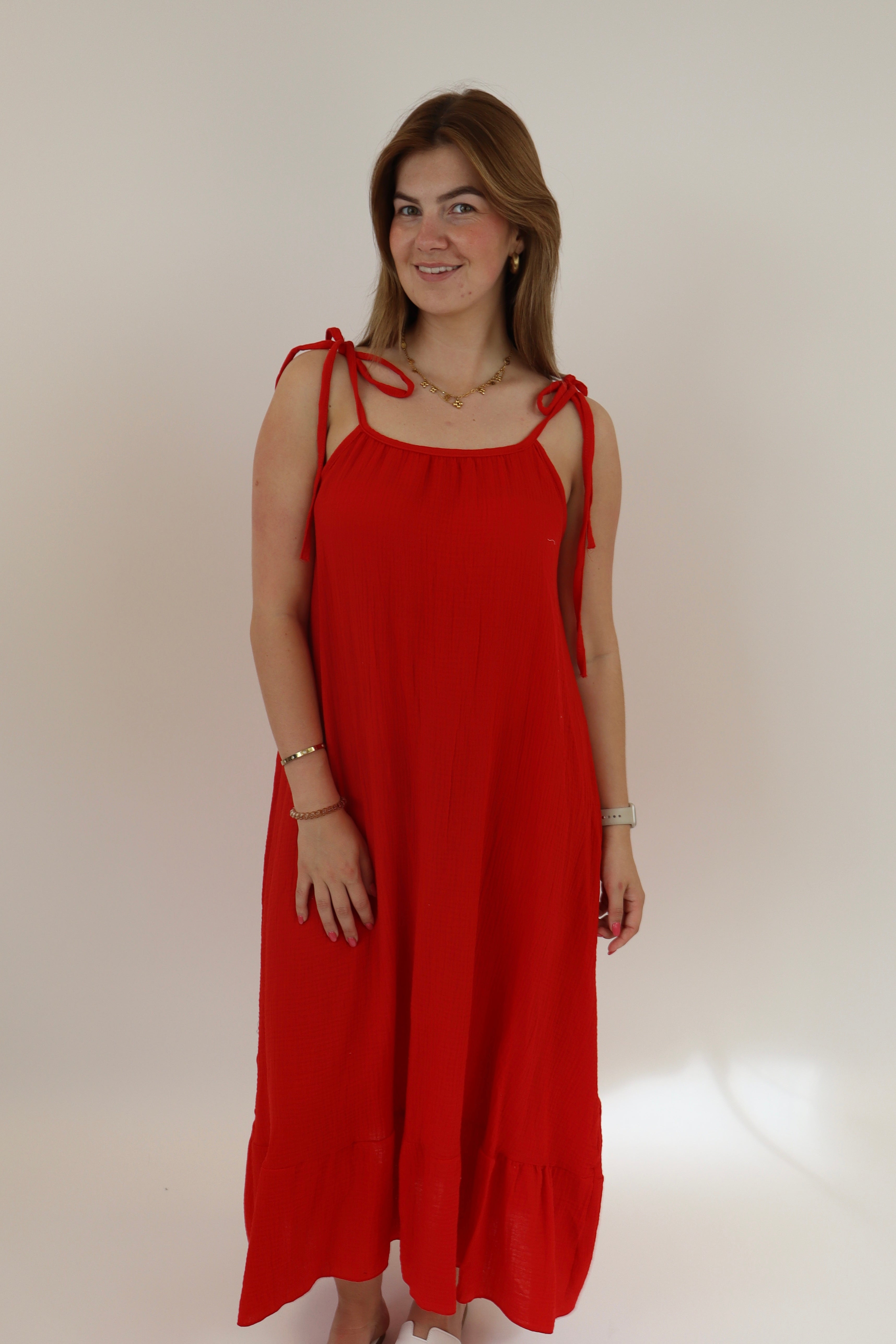 Britney Maxi Bow Dress Red