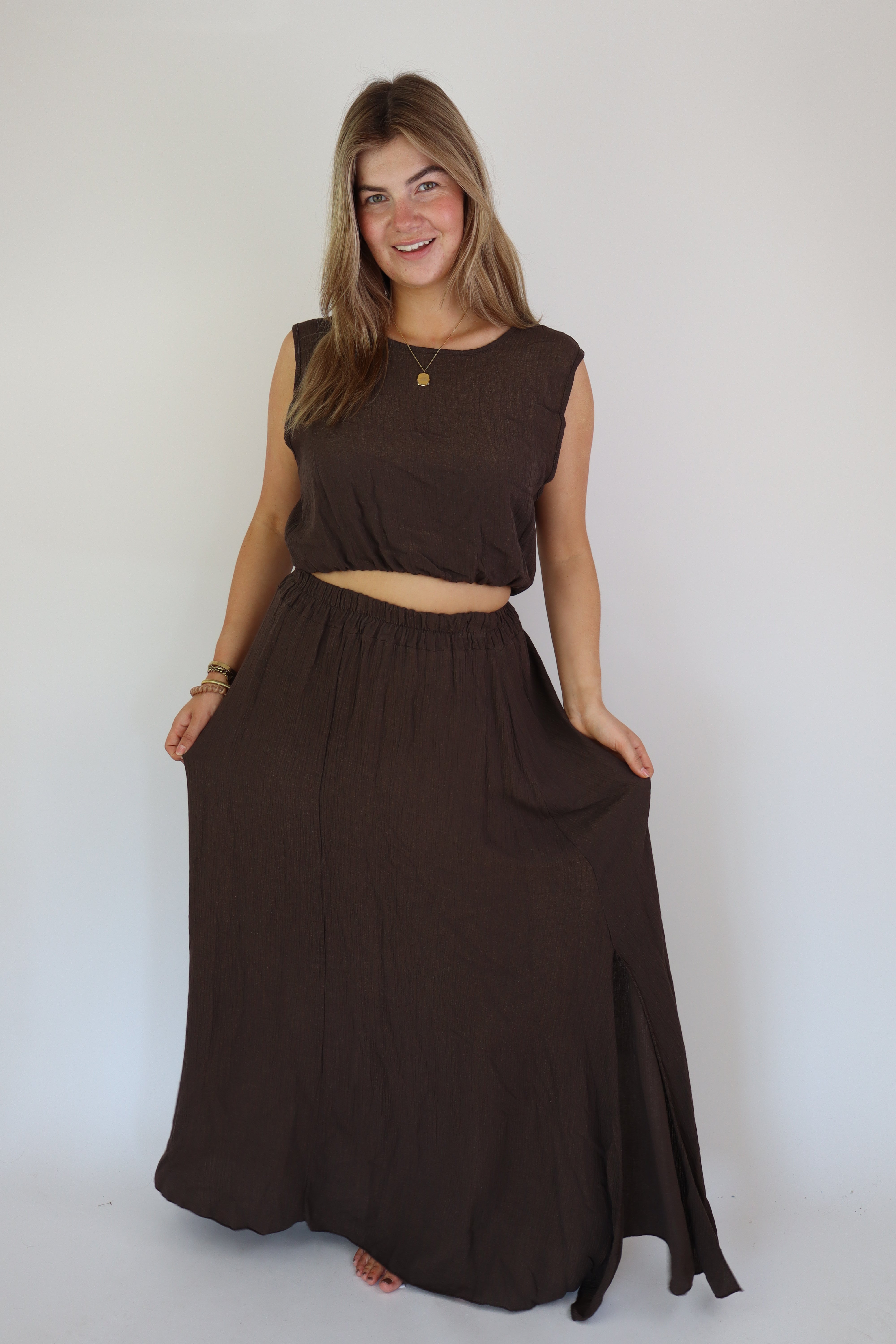 Summer Two Piece Set Brown