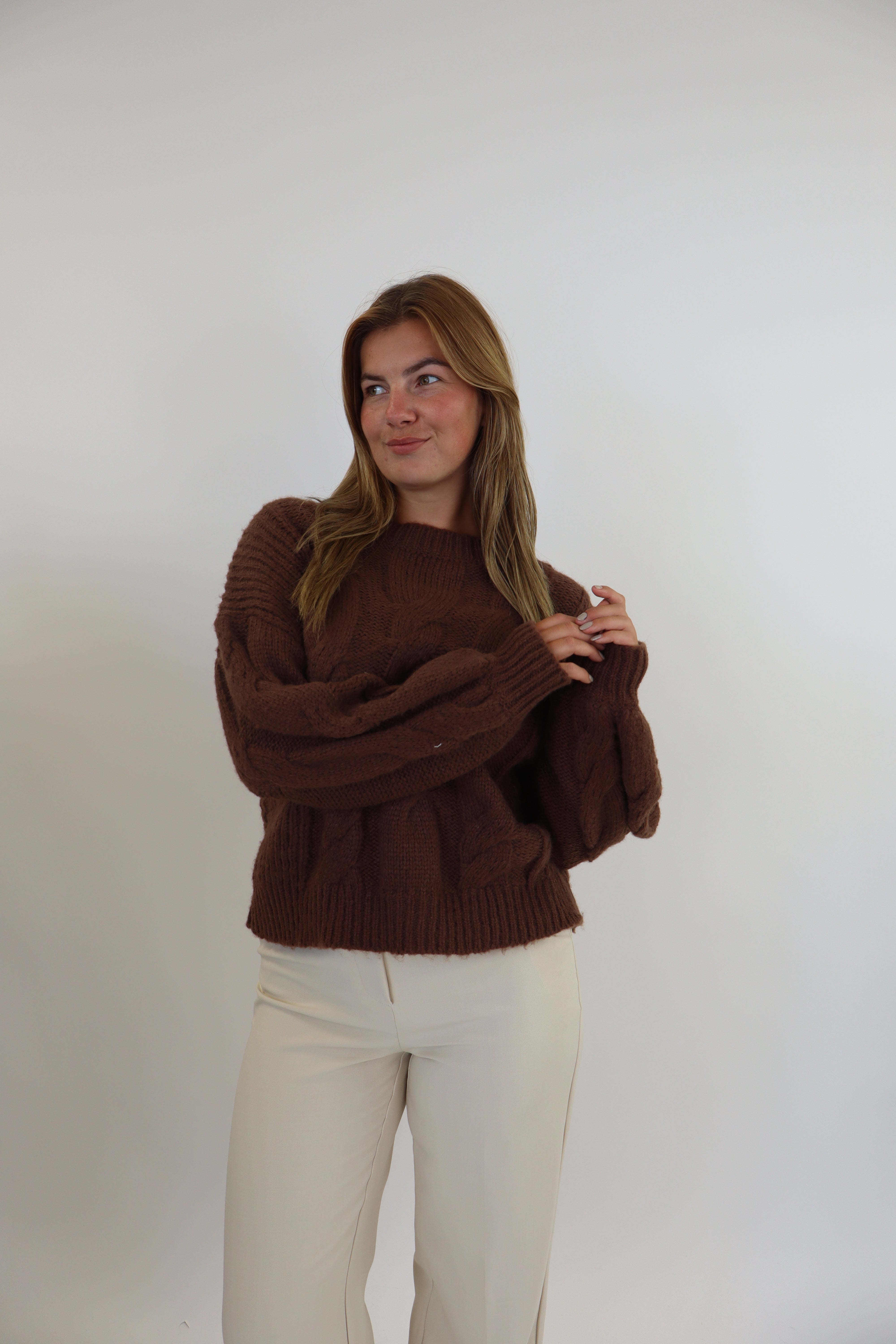 Ayanna Cable Sweater - Brown